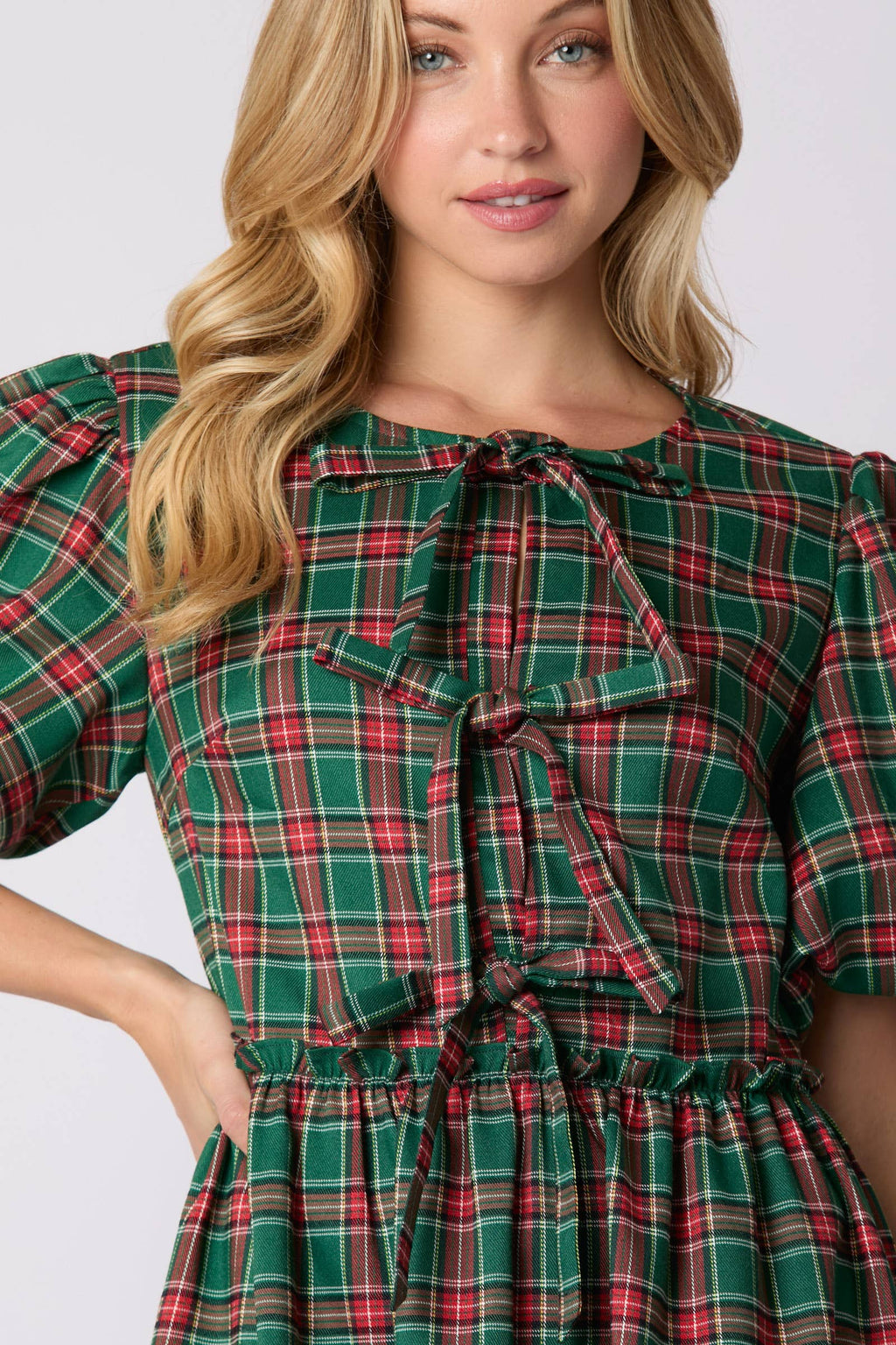 Holiday Plaid Ruffle Dress - BFF Here