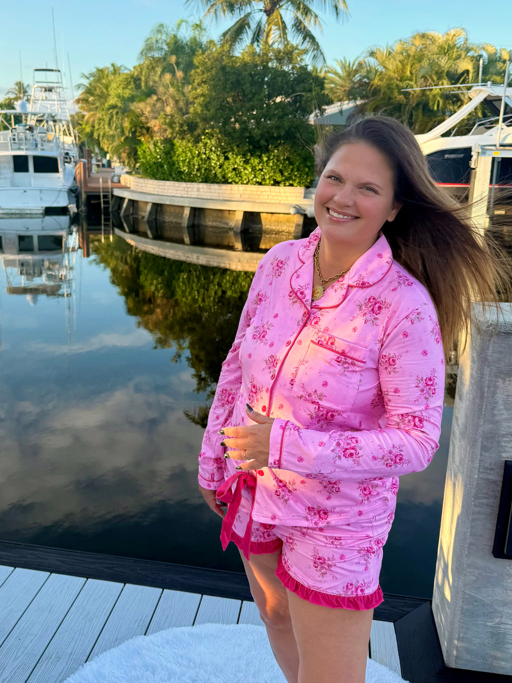 Blushing Blooms Ruffle Pajama Set by Jess Lea - BFF Here