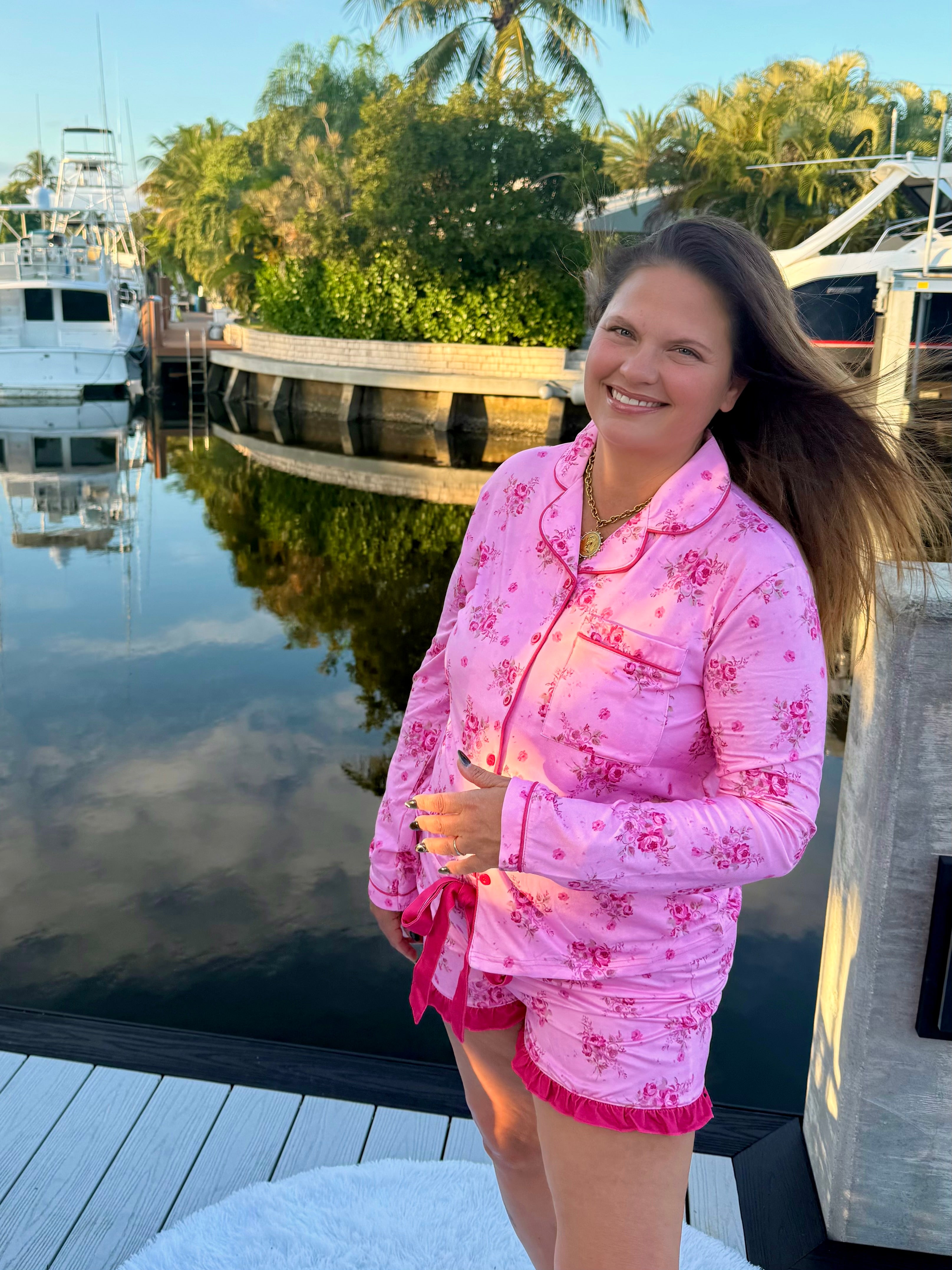 Blushing Blooms Ruffle Pajama Set by Jess Lea - BFF Here