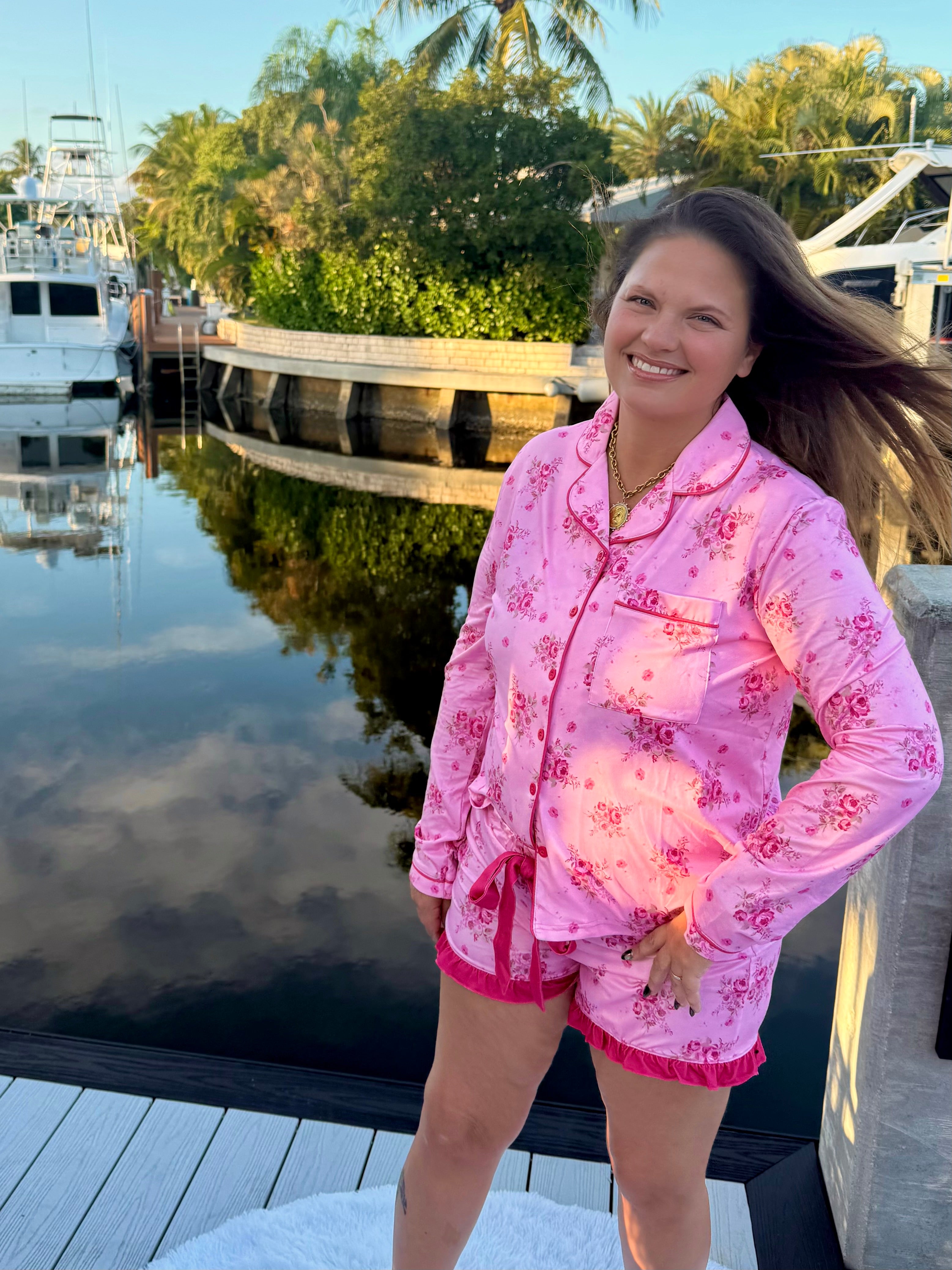 Blushing Blooms Ruffle Pajama Set by Jess Lea - BFF Here