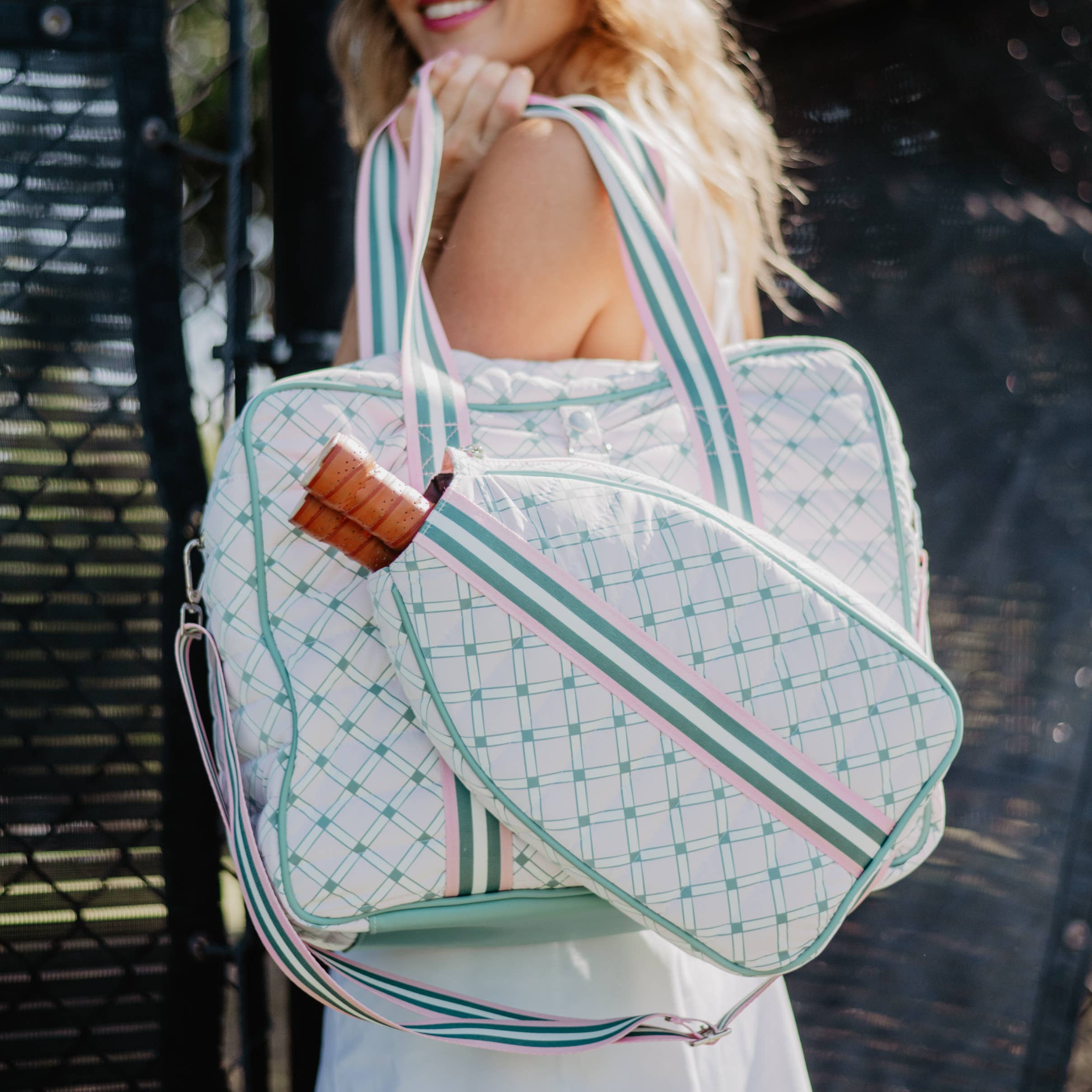 Light Pink and Green Pattern Pickleball Bag by Katydid - BFF Here