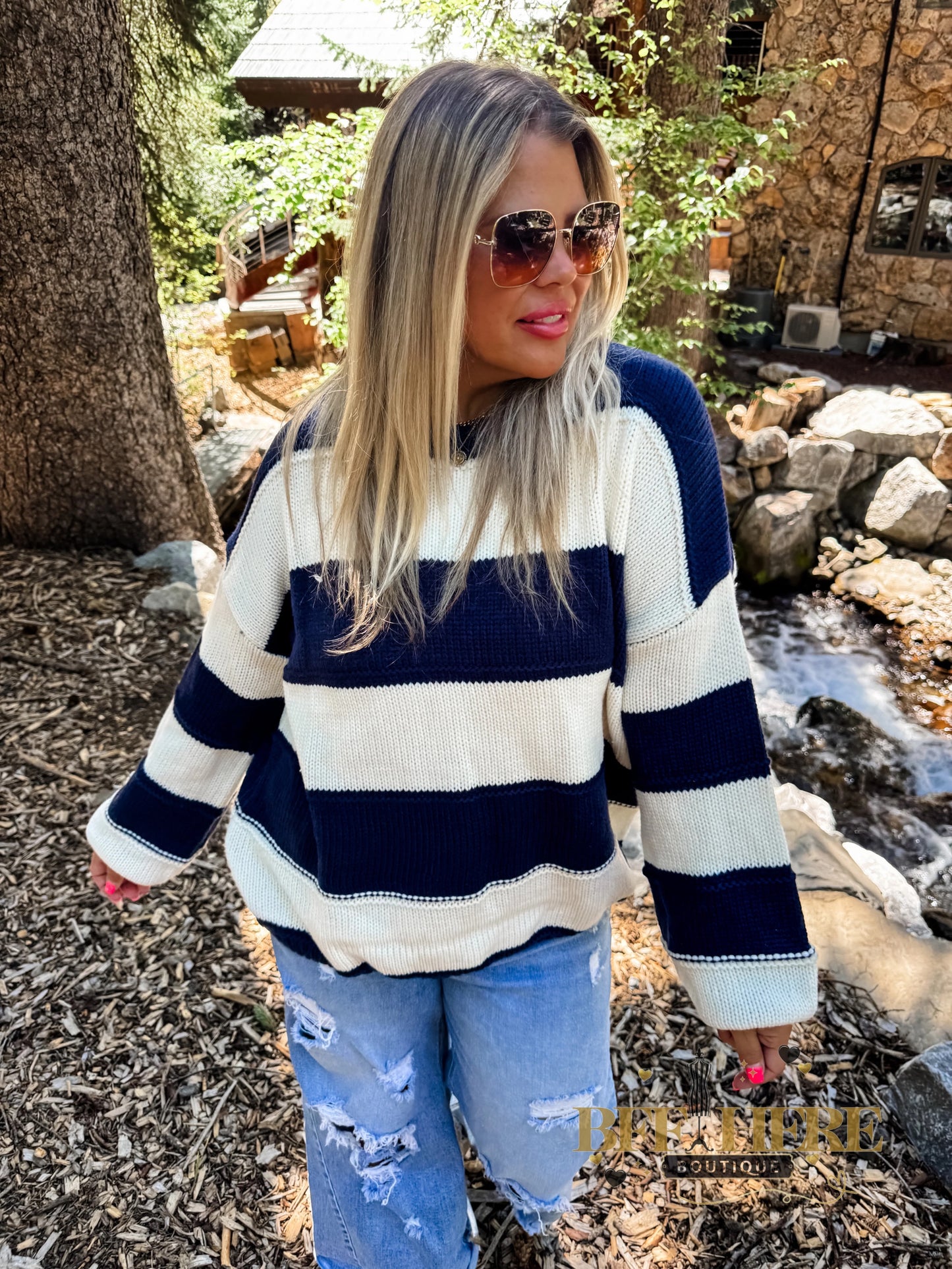 PREORDER: Kadie Stripe Knit Sweater / Choice Of Color by Blakeley (Ships End of October)