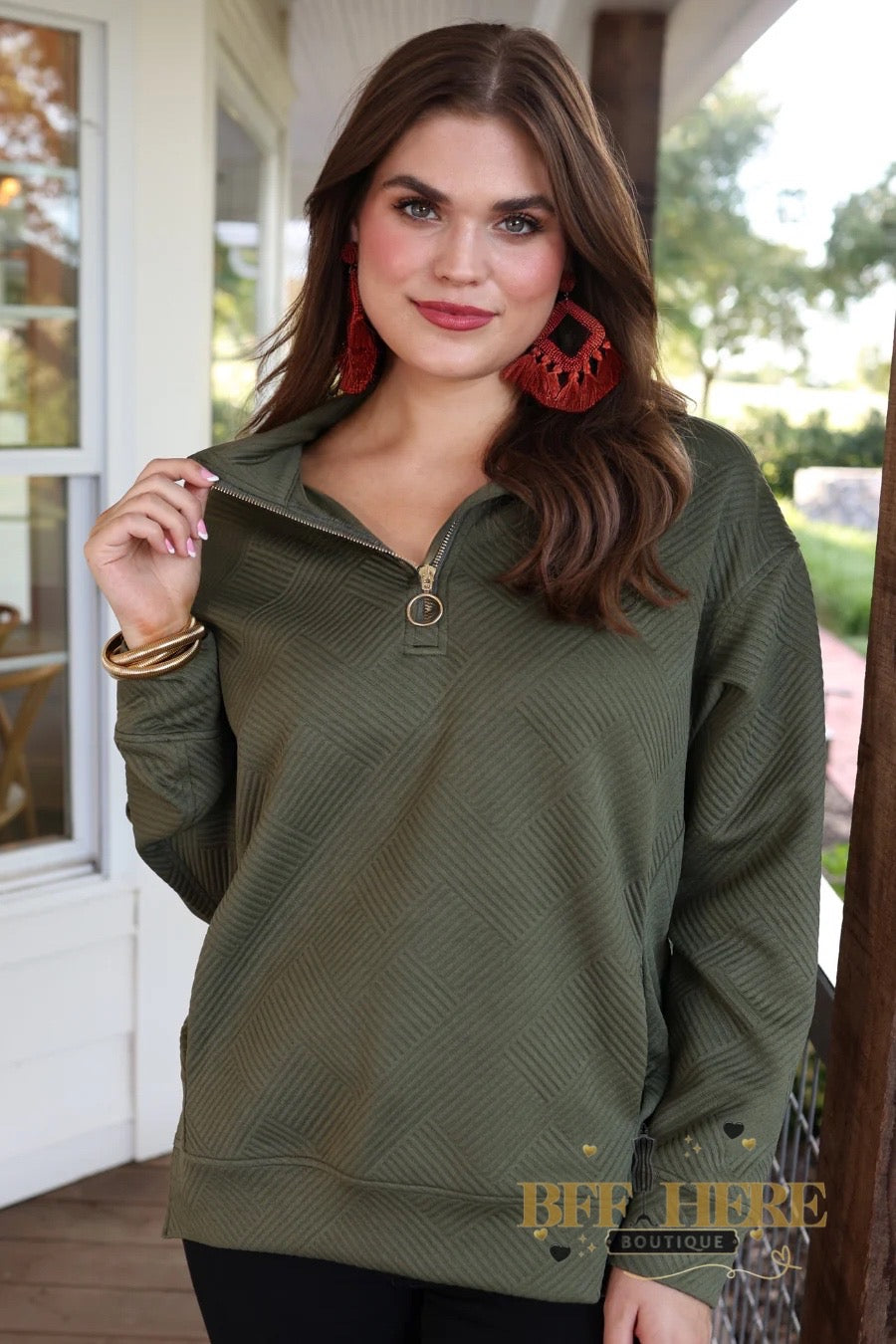 Tanner Textured Quarter Zip by Jess Lea / Choice of Color - BFF Here