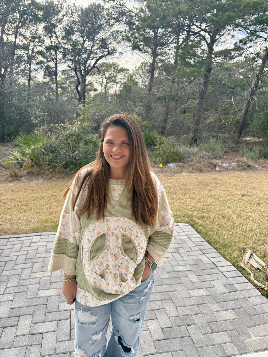 Preorder: Peace & Petals Waffle Knit Top by POL (ETA: March) - BFF Here