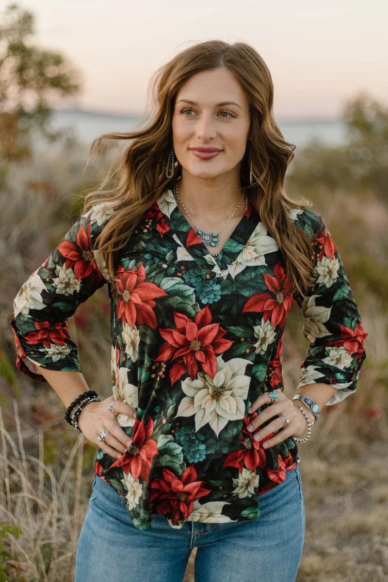 Poinsettia Season Top by Sterling Kreek - BFF Here