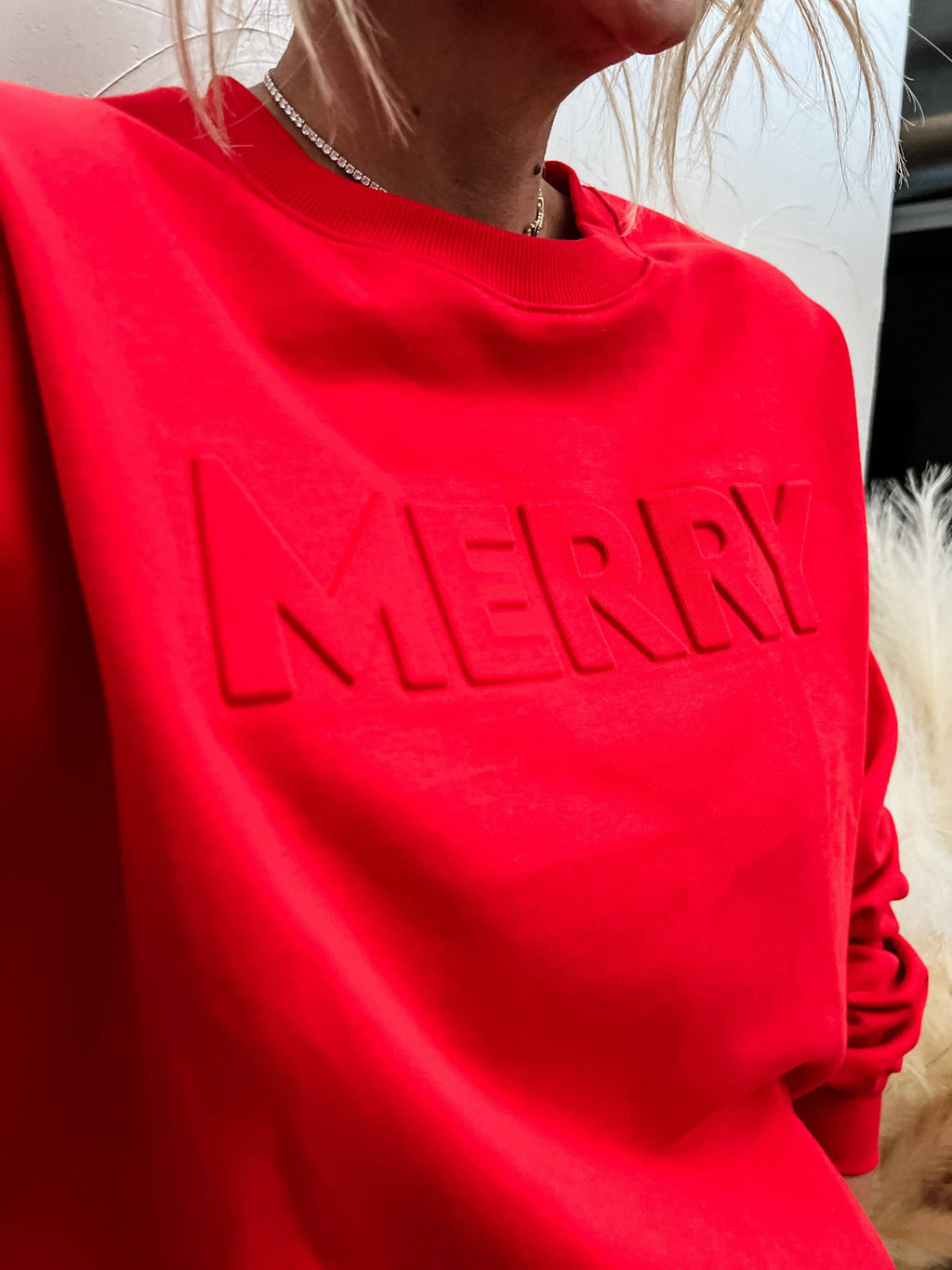 Merry Embossed Sweatshirt - BFF Here