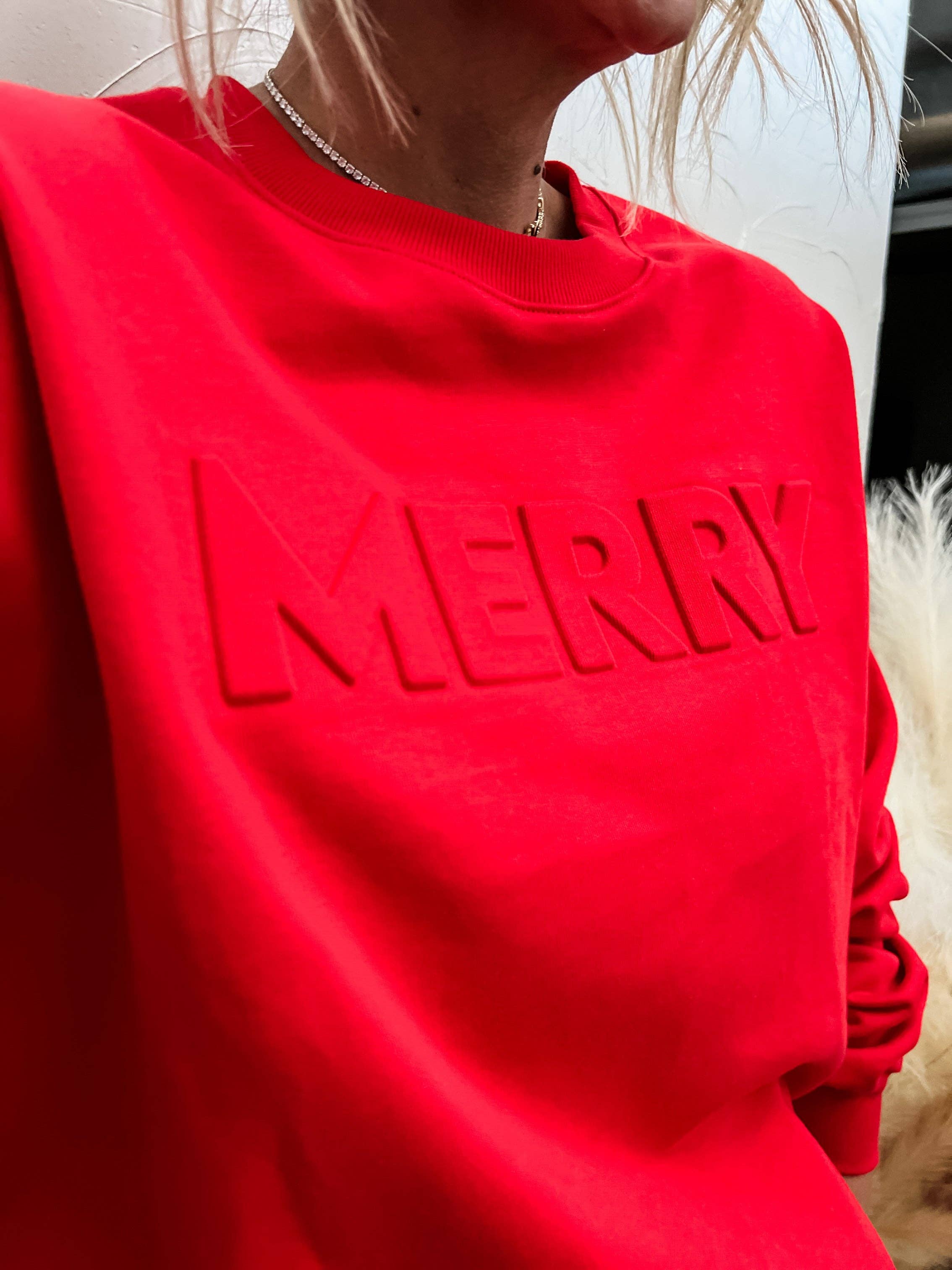 Merry Embossed Sweatshirt - BFF Here