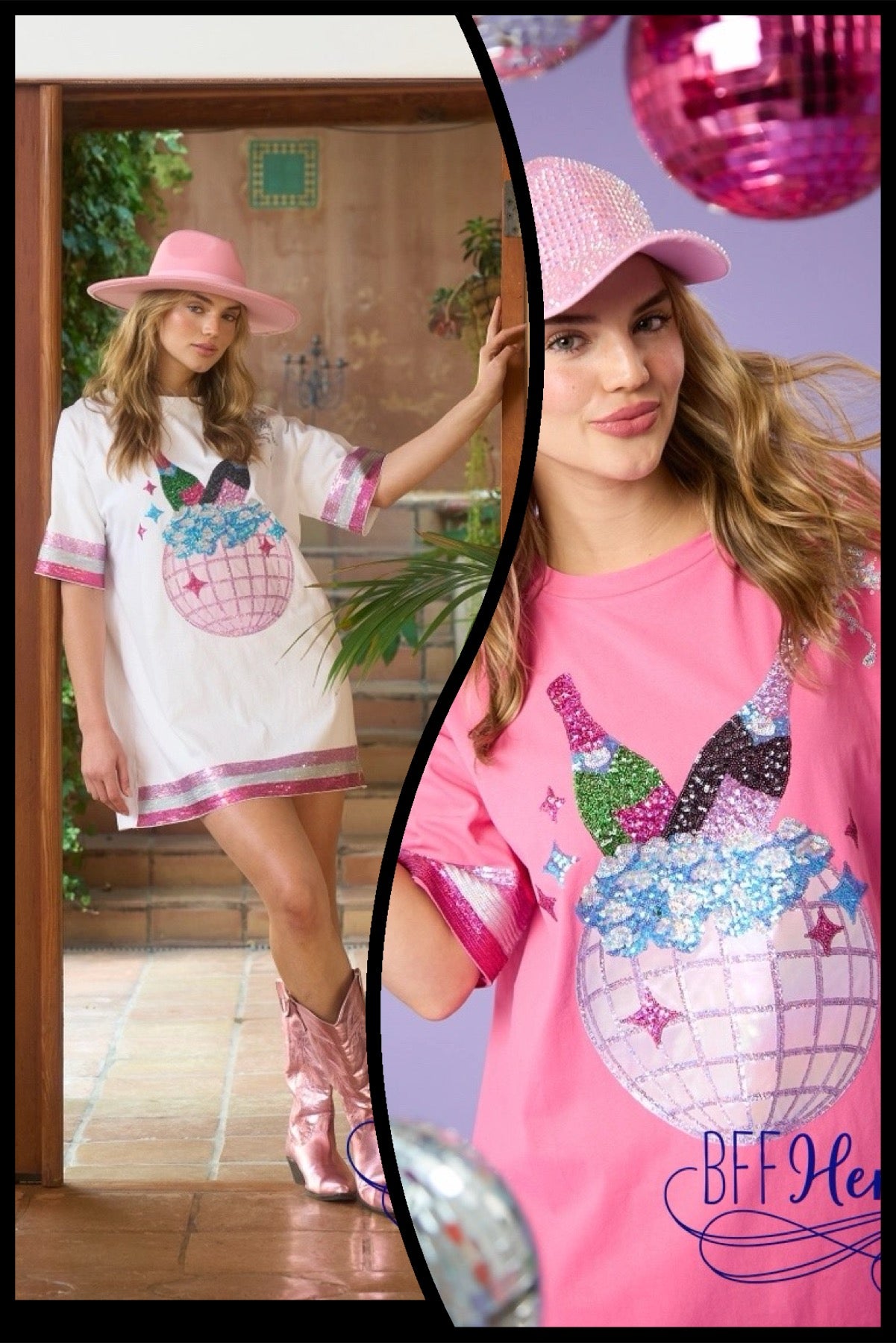 Bubbly Brilliance: The Champagne Bottle Disco Sequin Dress / Choice of Color - BFF Here