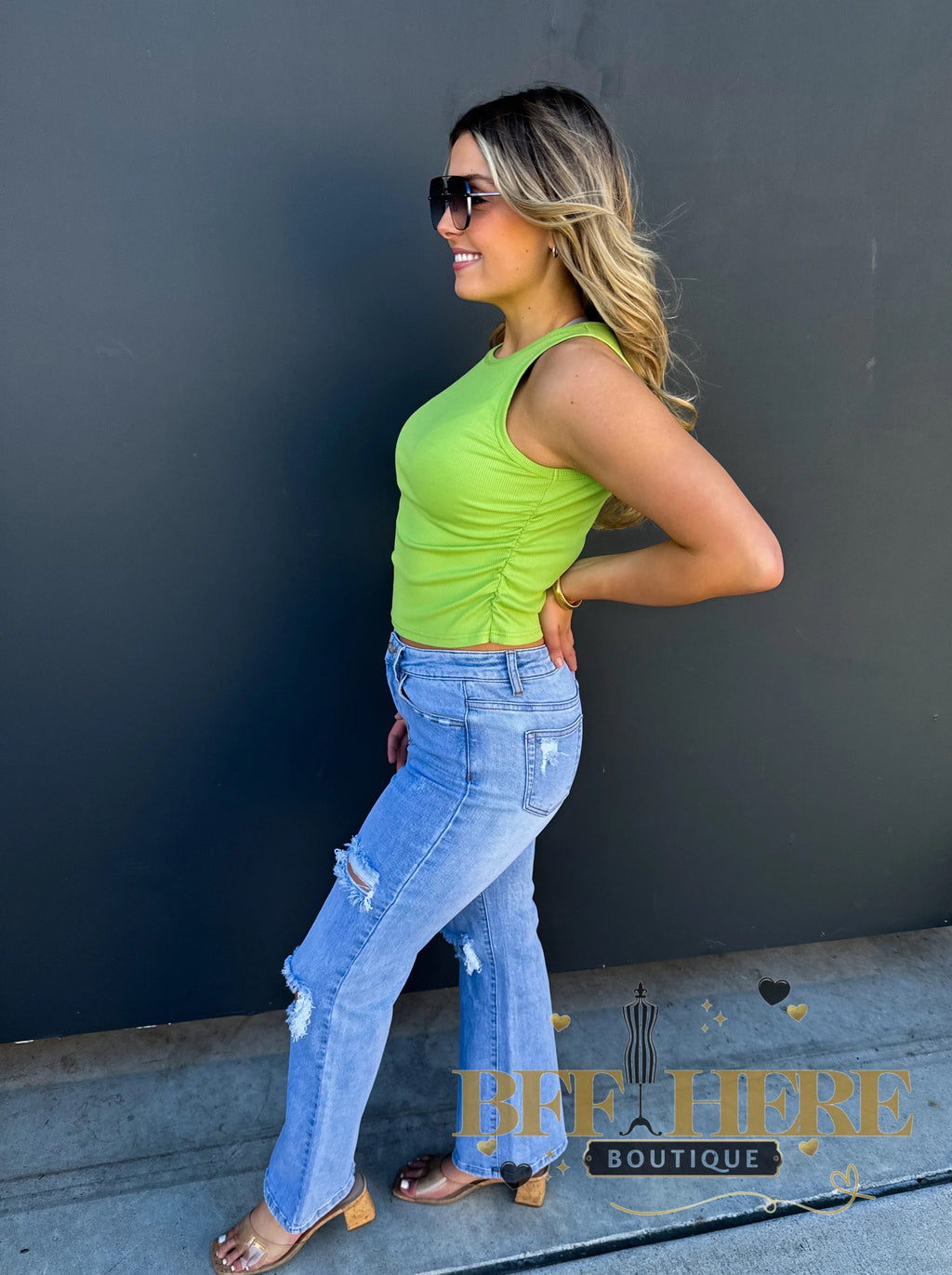 Spring Fling Taylor Ribbed Tank / Lime by Blakeley - BFF Here