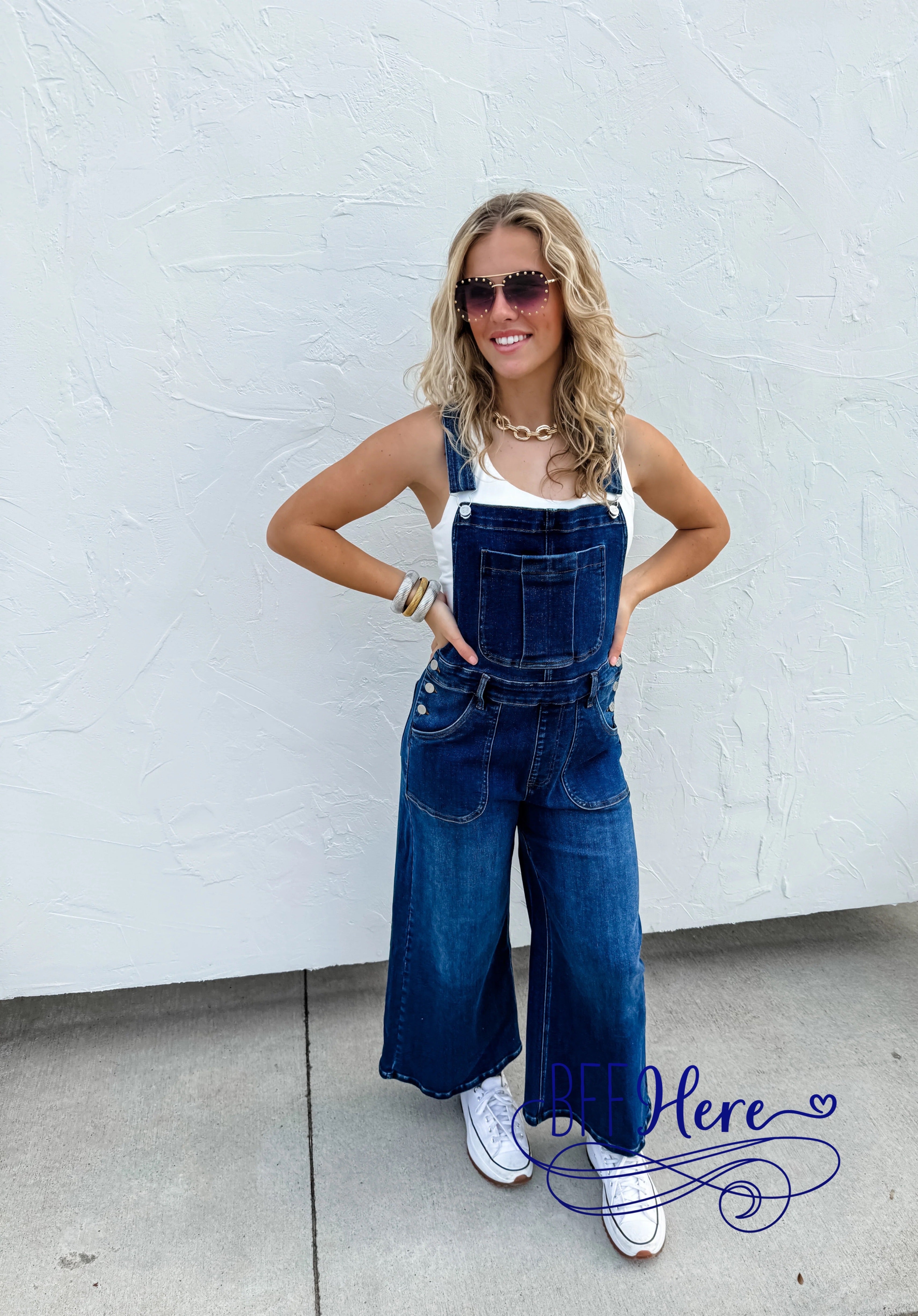 PREORDER: Flow & Flare: Chic Wide-Leg Denim Overalls By Blakeley (Ships Middle of May) - BFF Here
