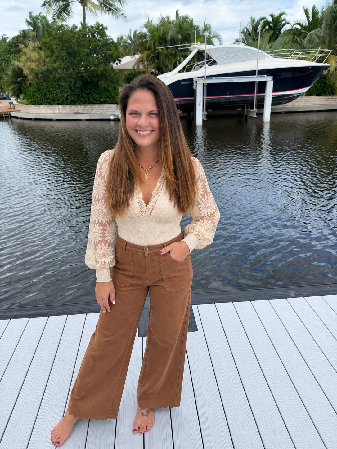 Cocoa Scallop Wide Leg Pants (ETA: November)