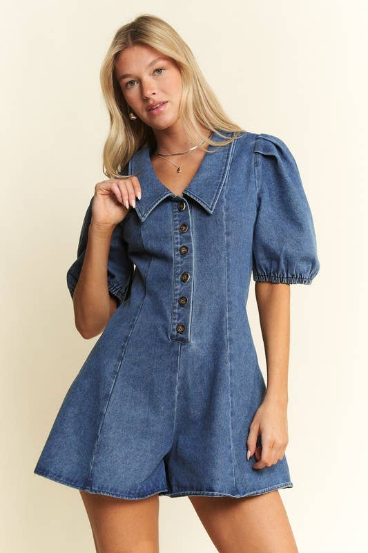 Denim Darling Button-Up Romper by Jade by Jane - BFF Here