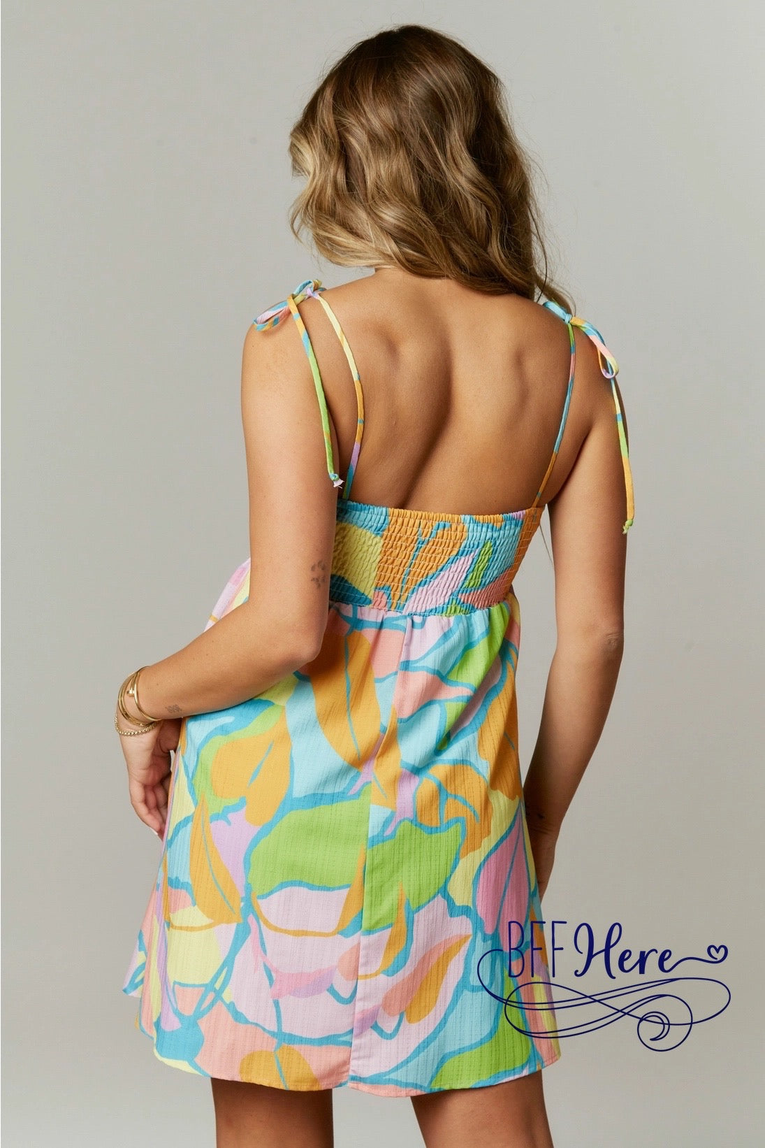 Modern Whimsy: Abstract Print Babydoll Mini Dress - BFF Here