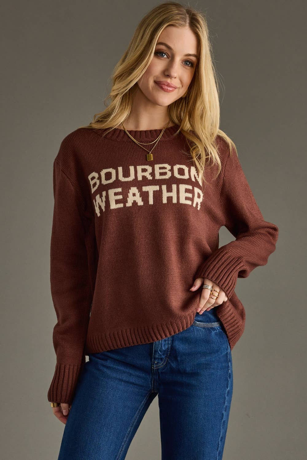 Brown Bourbon Weather Sweater by Panache - BFF Here