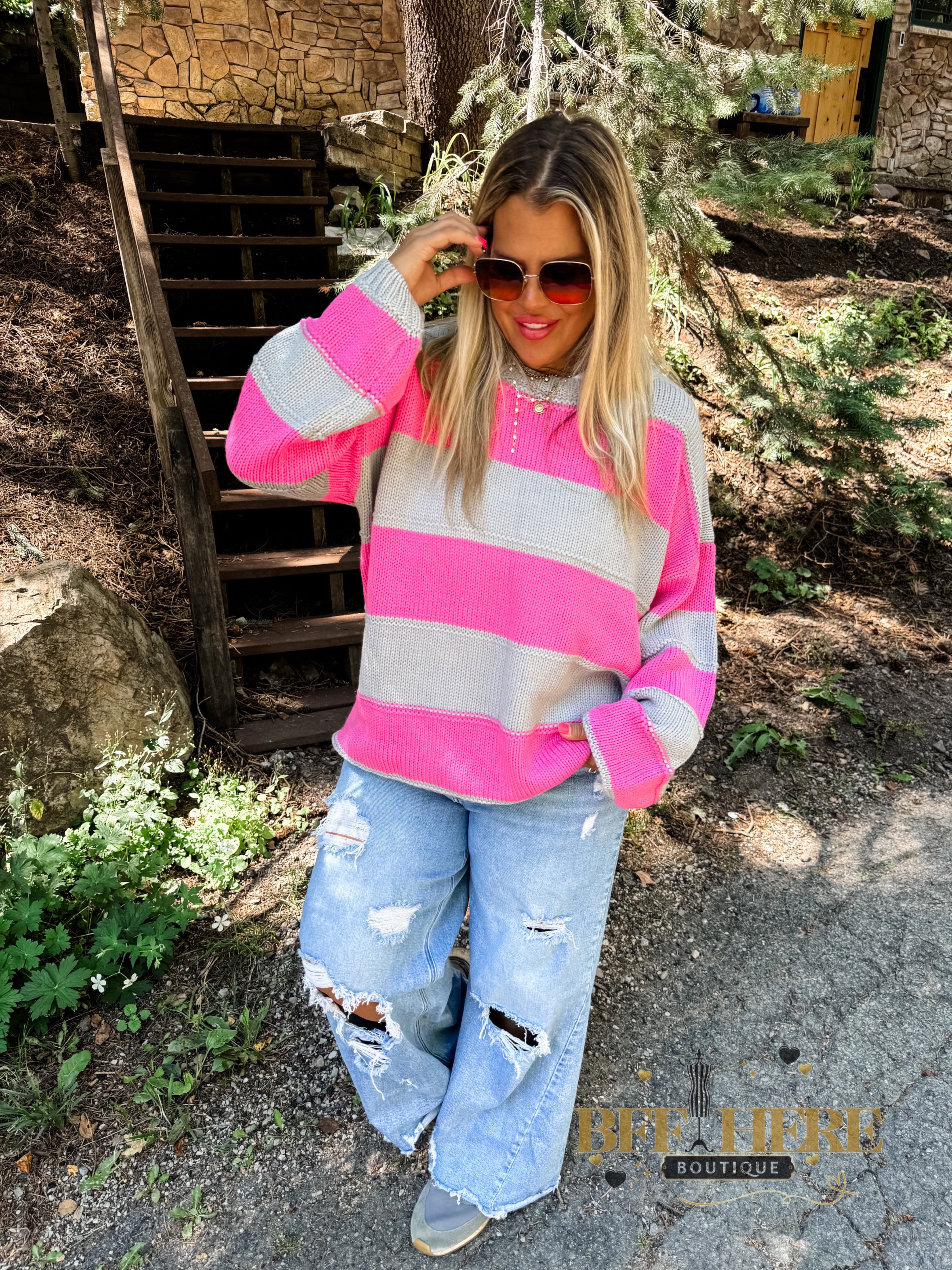 Kadie Stripe Knit Sweater / Choice Of Color by Blakeley - BFF Here