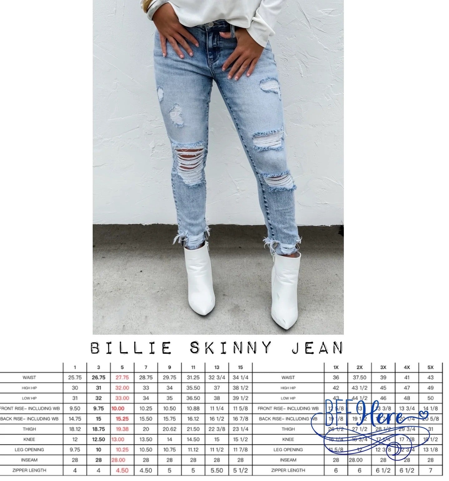 PREORDER:  Billie Distressed Skinny Jeans by Blakeley (Ships Middle of January ) - BFF Here