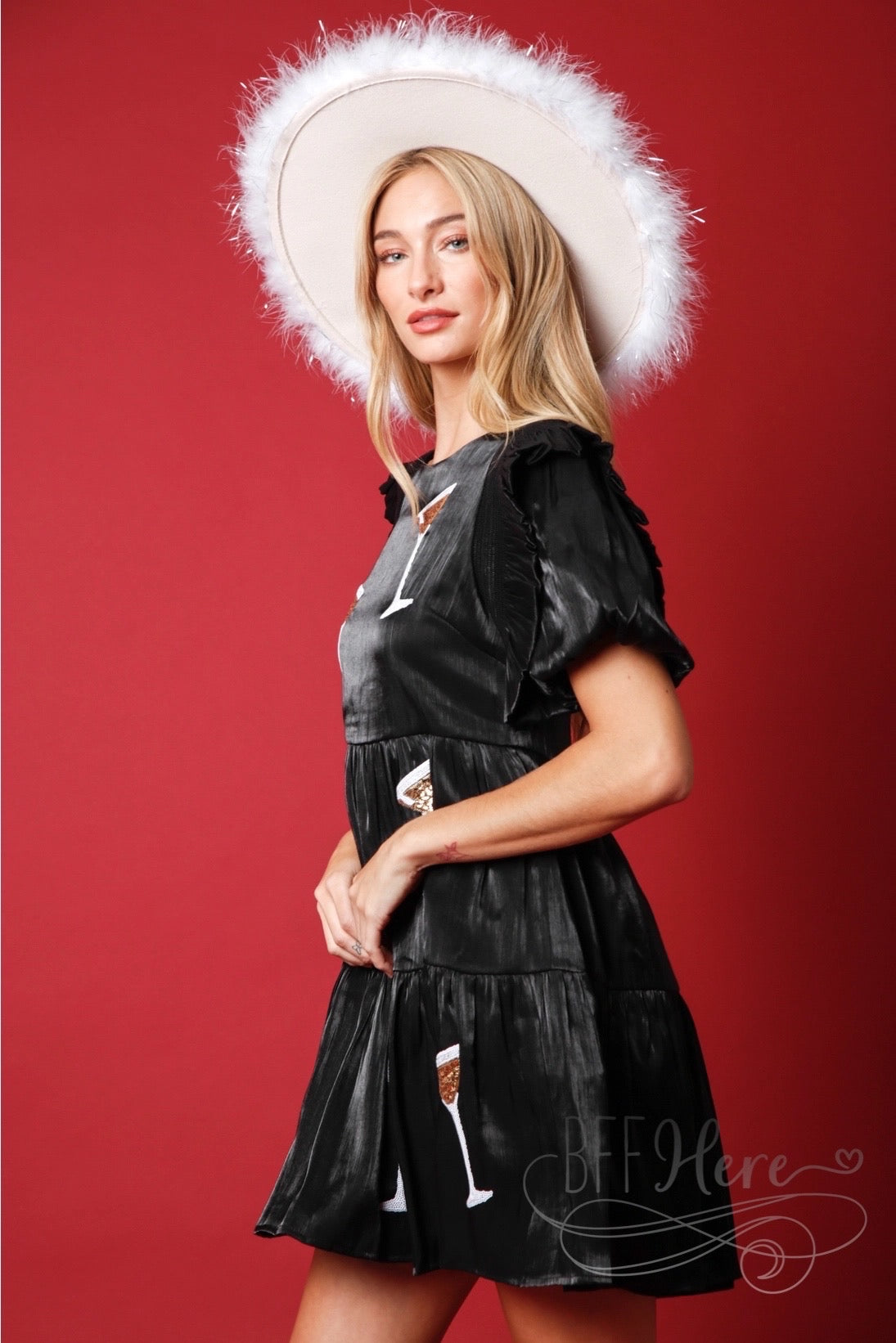 Jolly Jingle Martini: Fun and Flirty Black Babydoll Dress for Christmas! - BFF Here