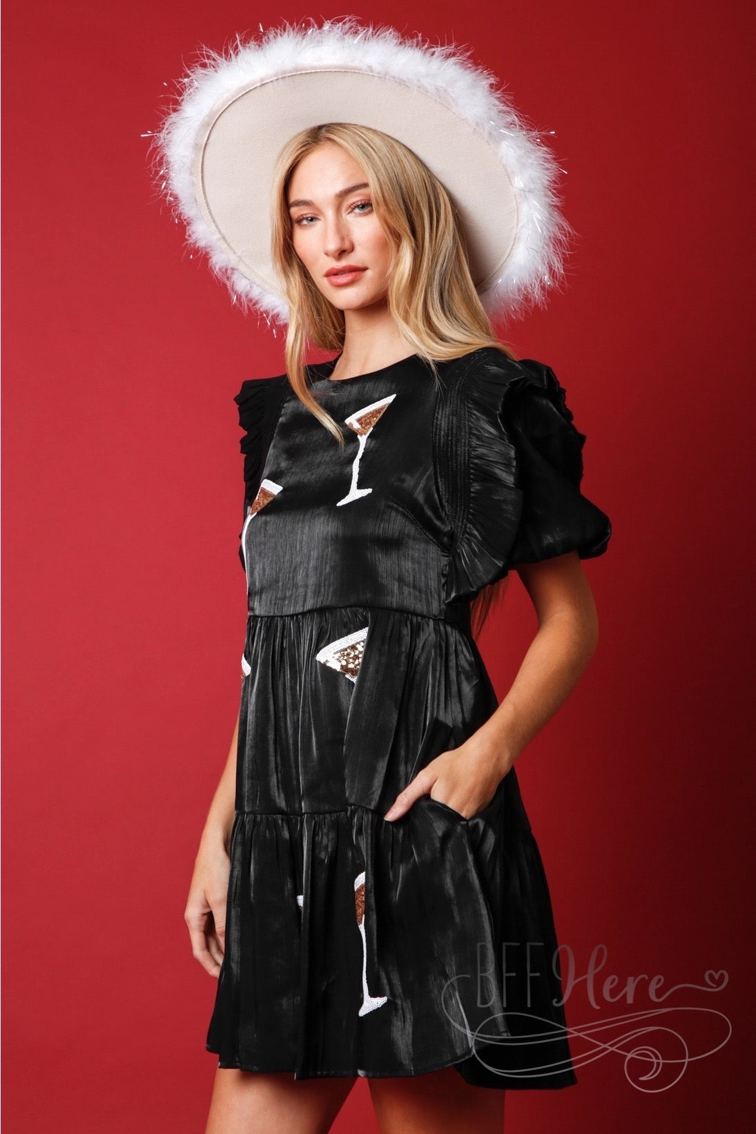 Jolly Jingle Martini: Fun and Flirty Black Babydoll Dress for Christmas! - BFF Here