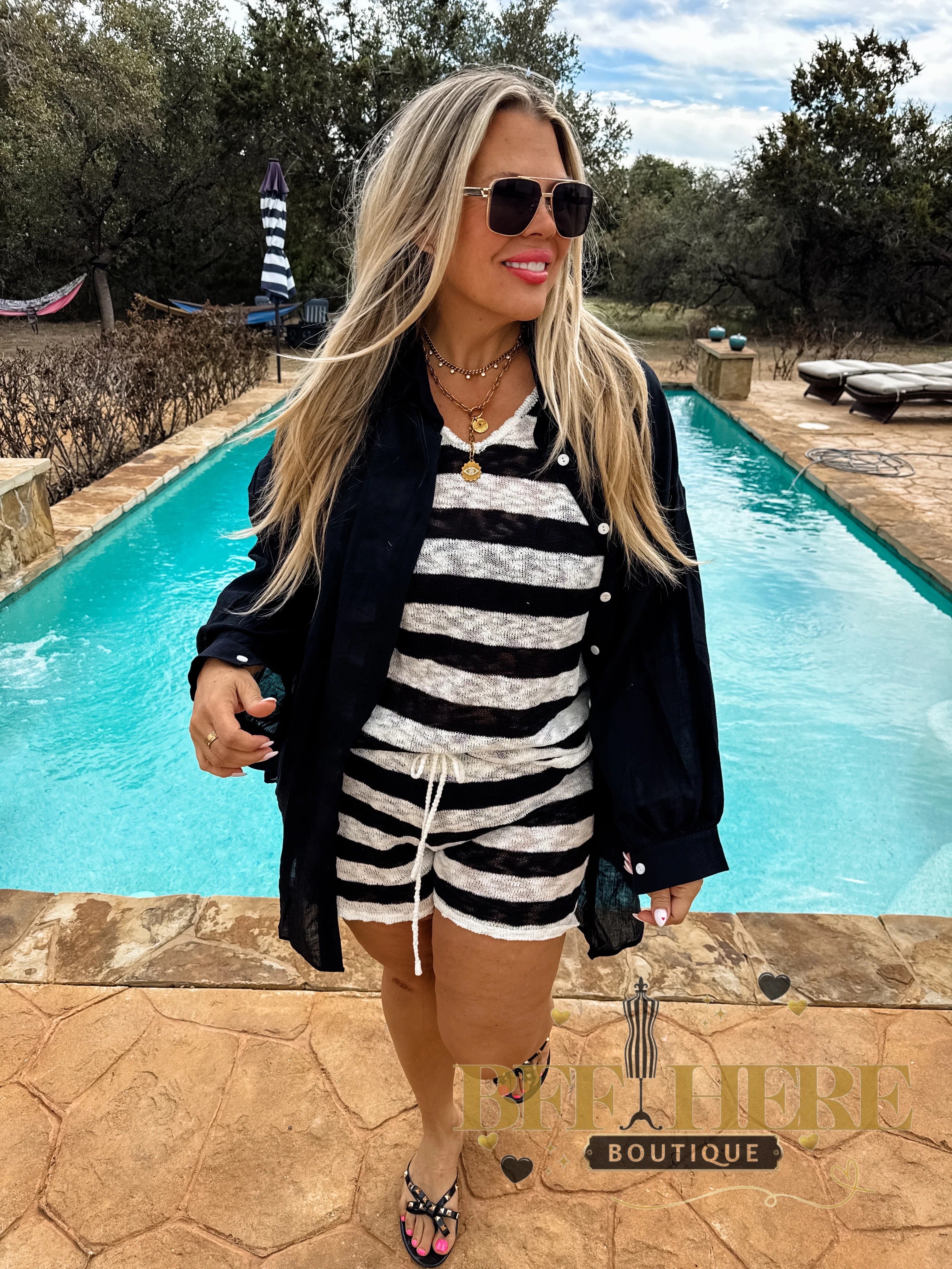 Santorini Shade Gauzy Top / Black by Blakeley - BFF Here