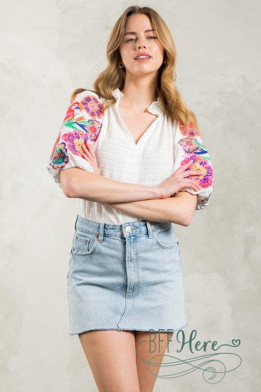 Tropical Carnival Embroidered Blouse - BFF Here