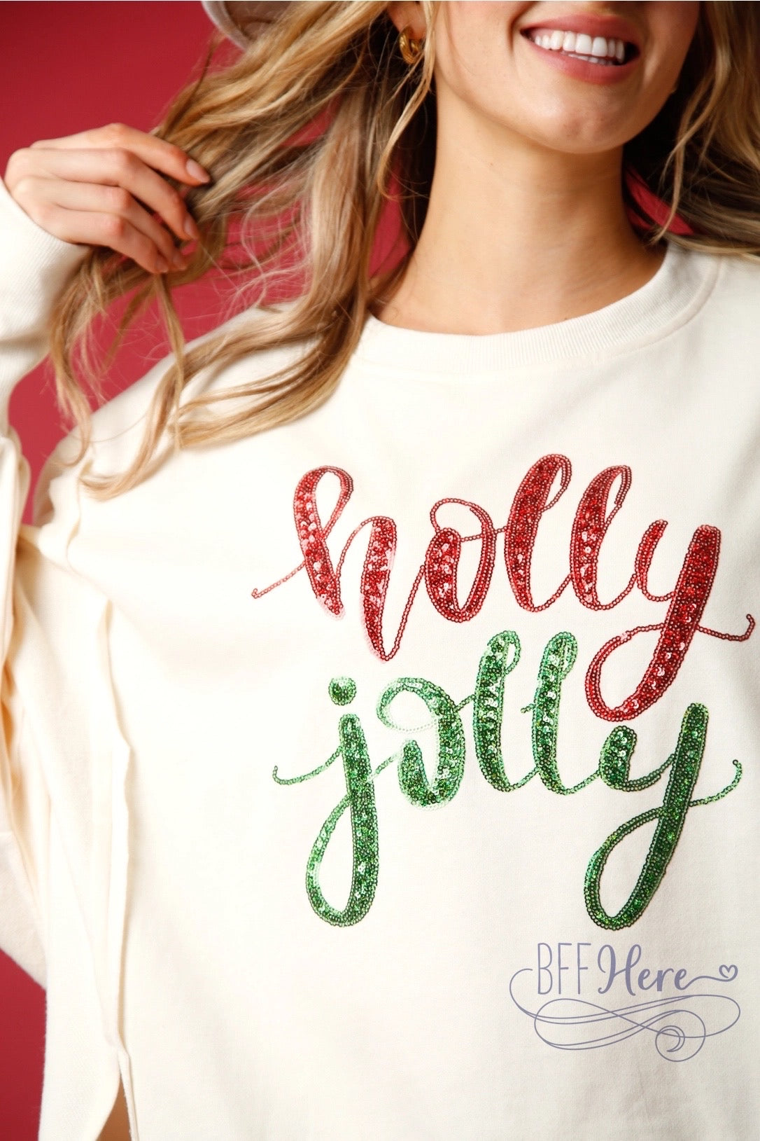 Holly Jolly Vibes: French Terry Holiday Sweatshirt / Choice of Color - BFF Here