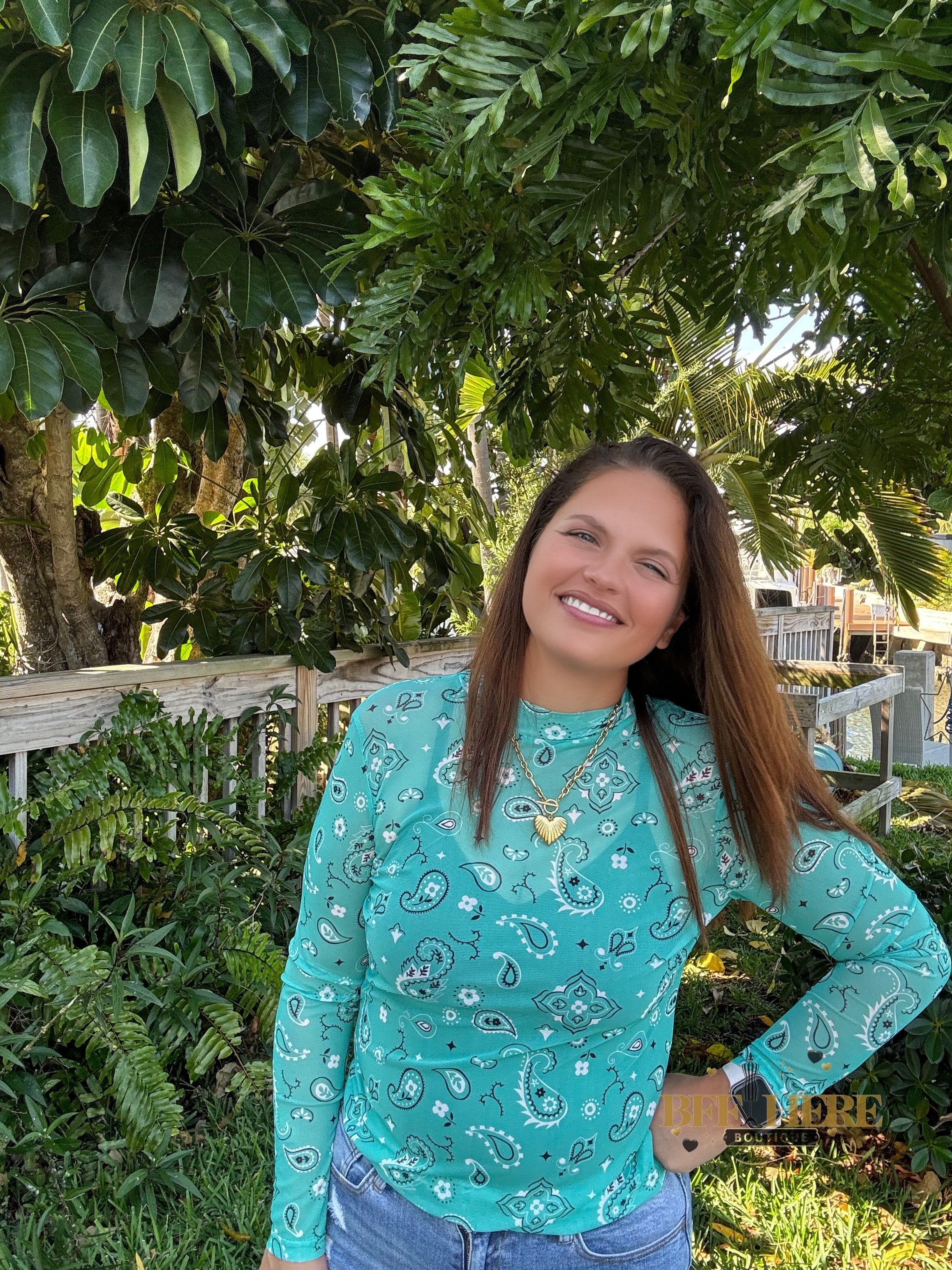 Bandana Babe Mesh Top / Turquoise by Sterling Kreek - BFF Here