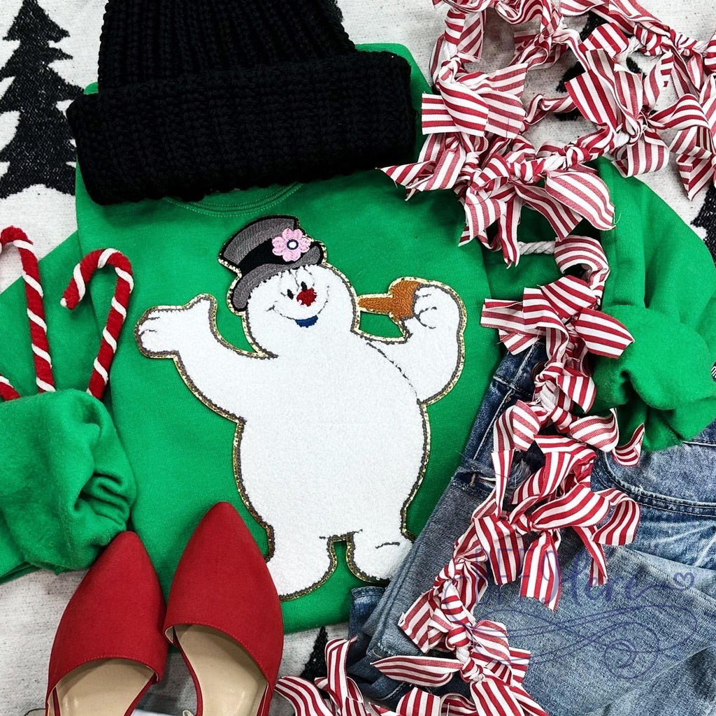Chilly Charm: Frosty Chenille Patch Snuggle Sweatshirt / Choice of Color - BFF Here