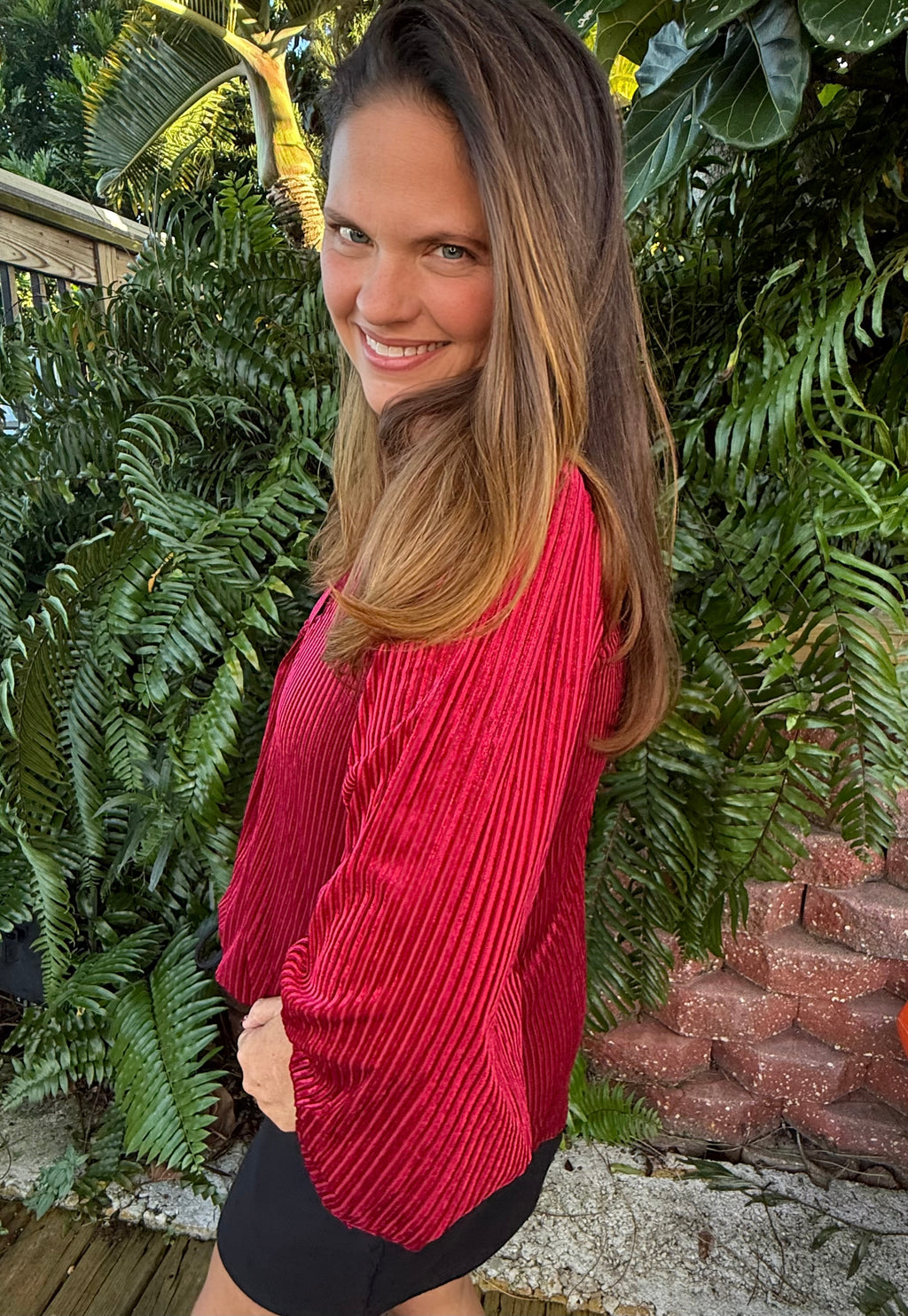 Ivy Velvet Textured Top by Jess Lea / Red - BFF Here