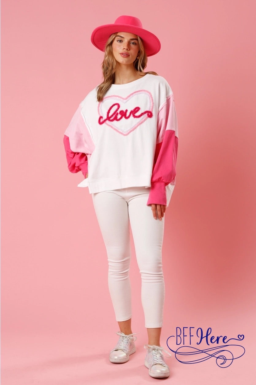 Affectionate Threads: 'Love' Yarn Color Block Pullover - BFF Here