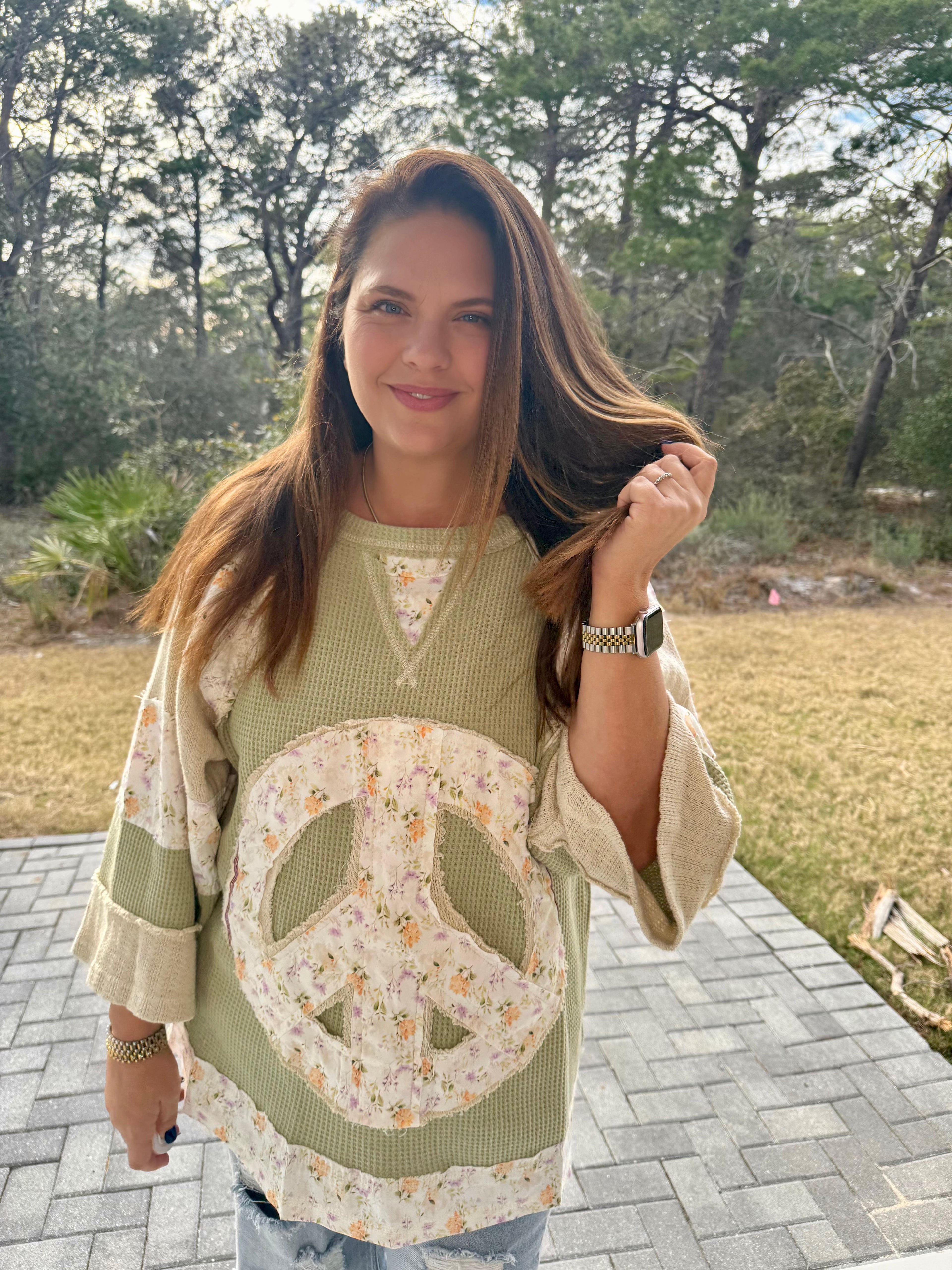 Preorder: Peace & Petals Waffle Knit Top by POL (ETA: March) - BFF Here