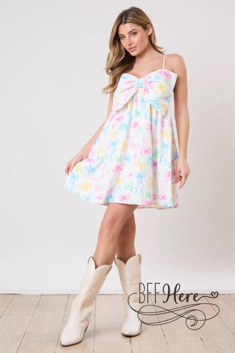 Ribbon Reverie: Vibrant Multicolor Dress - BFF Here