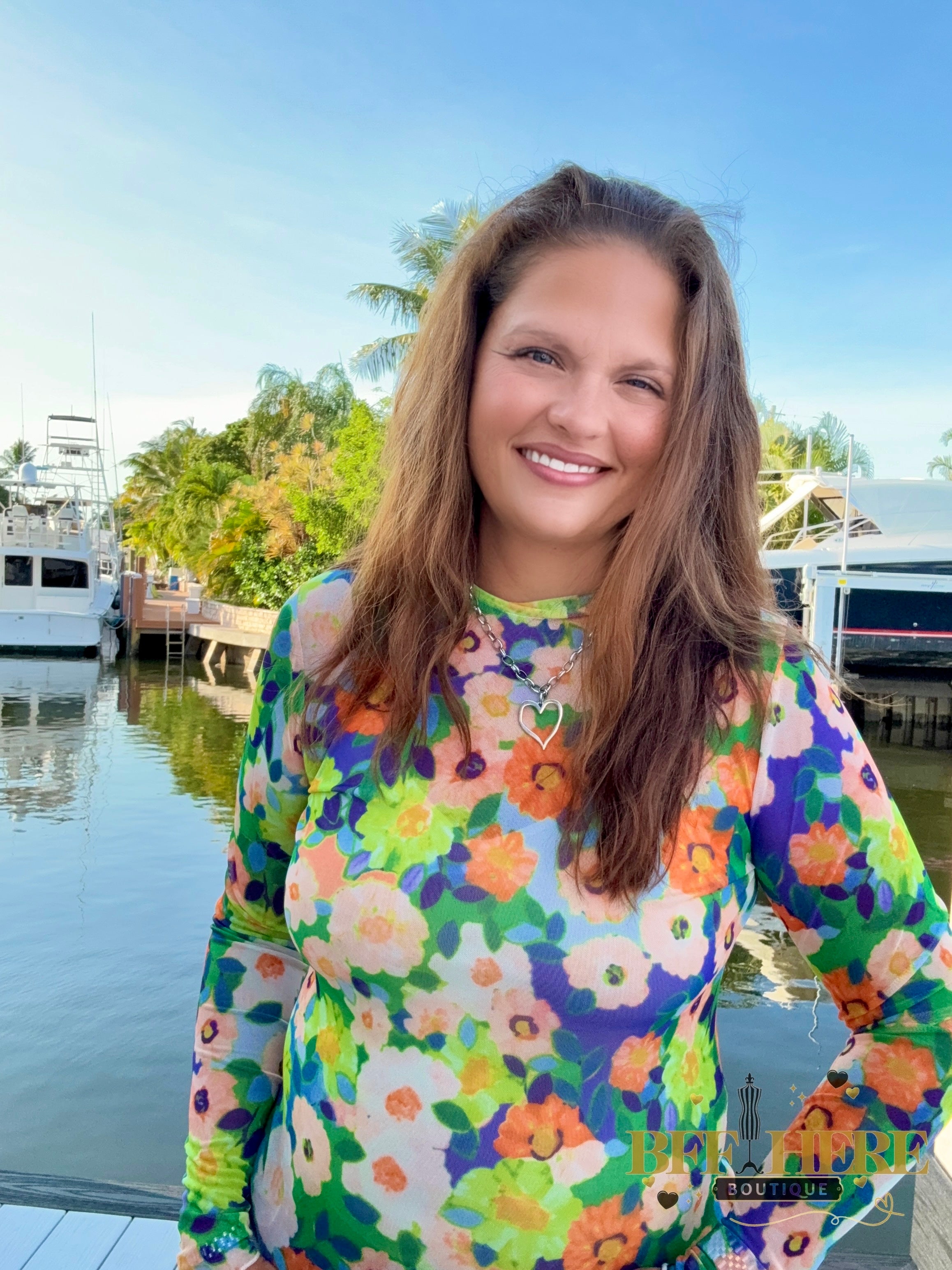 Bloom Brightly Floral Mesh Top - BFF Here