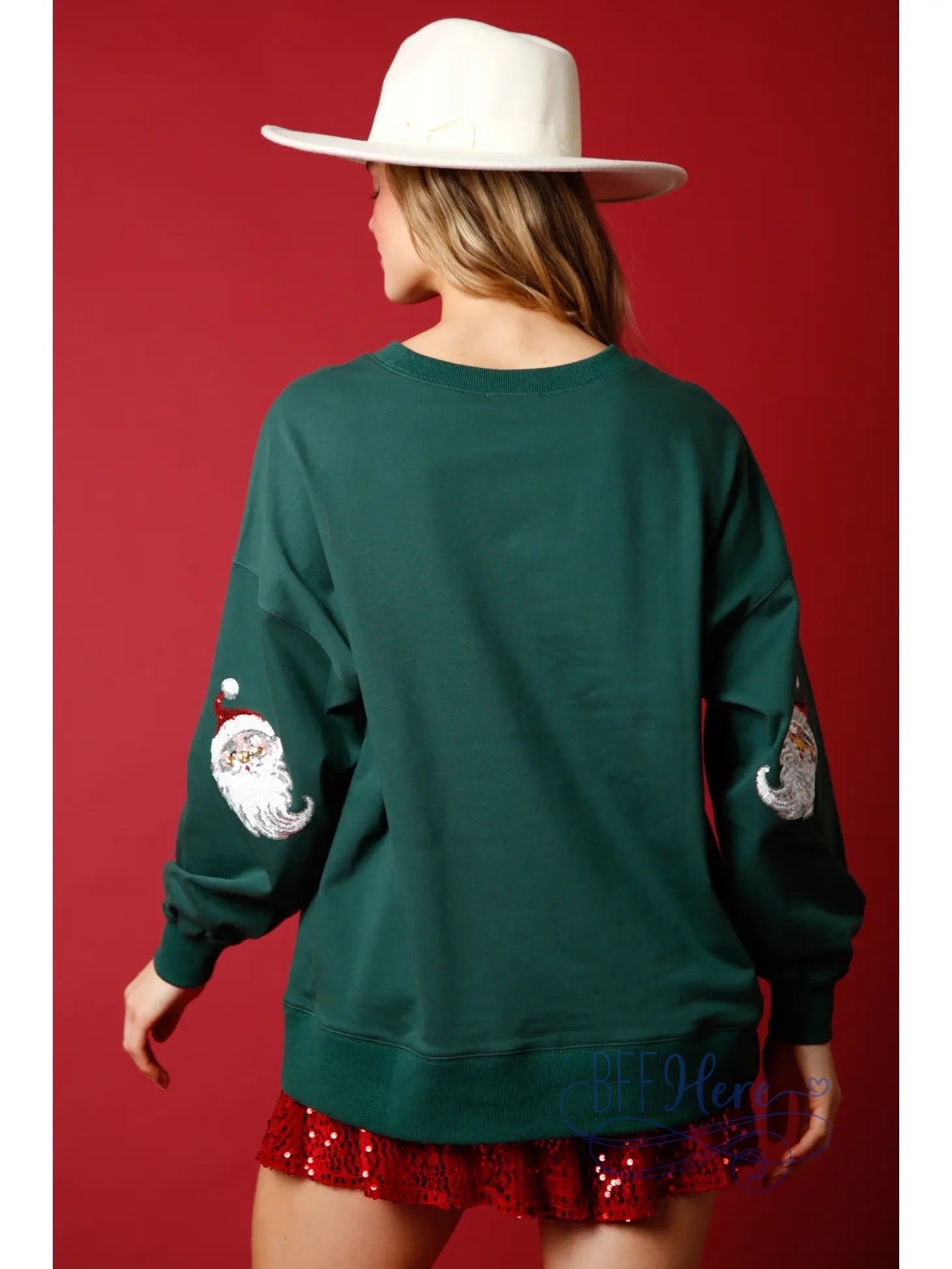 Santa's Sparkle: Sequin Sweatshirt for Holiday Glamour - BFF Here