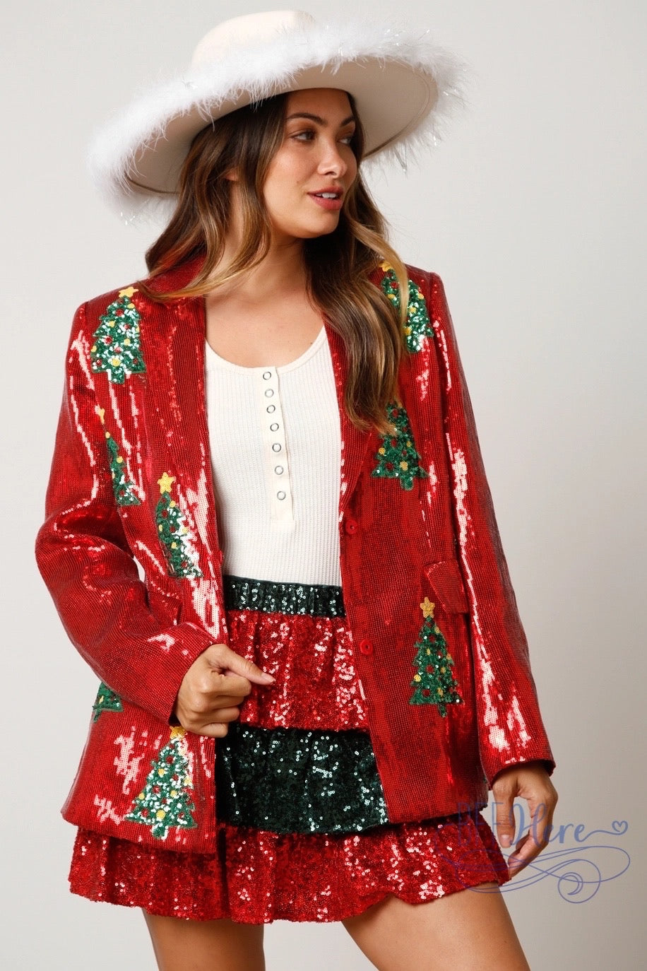 Yuletide Glam: Sequined Christmas Tree Blazer - BFF Here