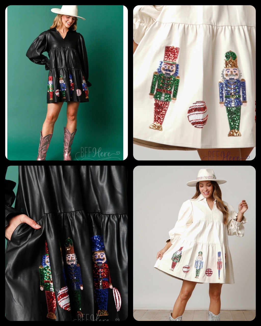Festive Fantasy: Nutcracker & Ornaments Holiday Mini Dress / Choice of Color - BFF Here