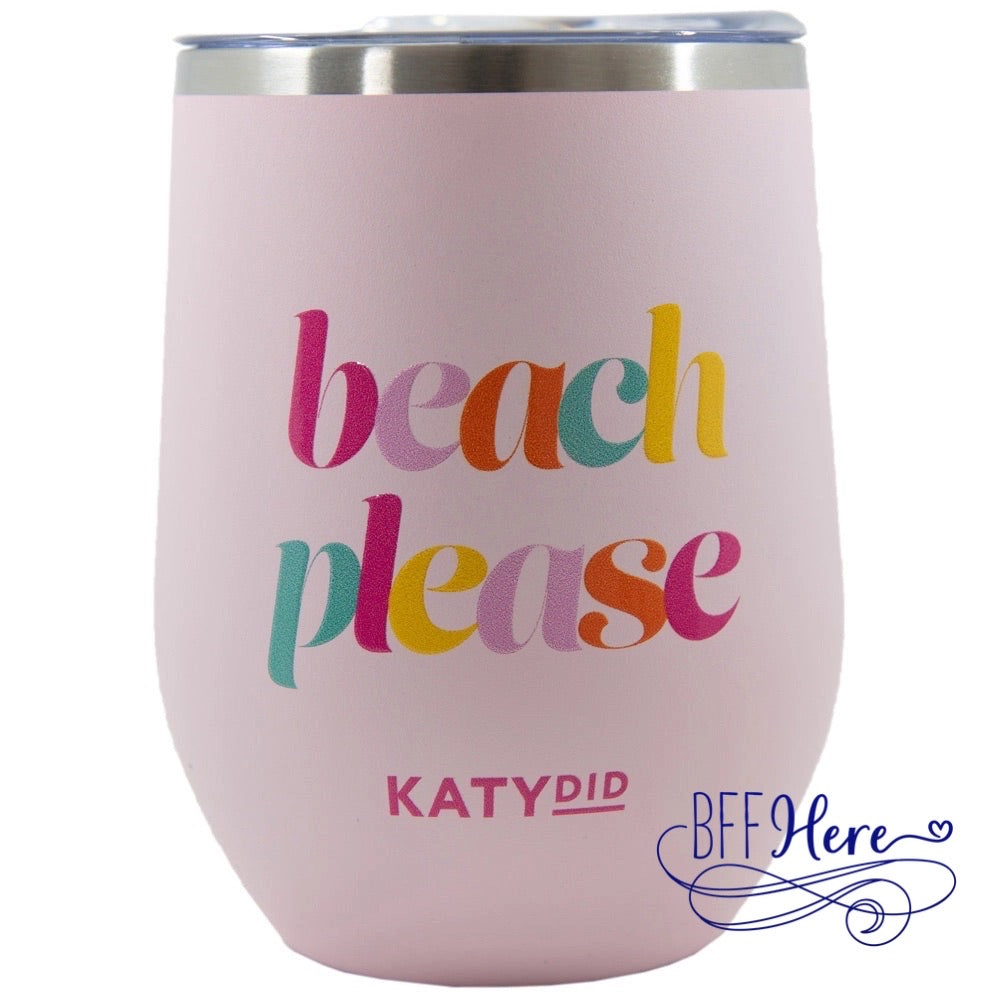 Beach Please Wine Tumbler with Lid - BFF Here