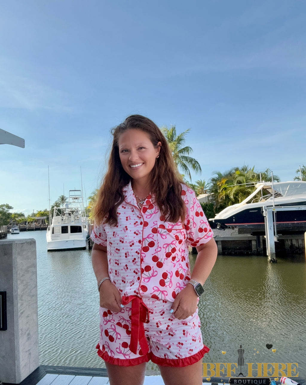 Cherry Bomb Ruffle Pajama Set by Jess Lea - BFF Here