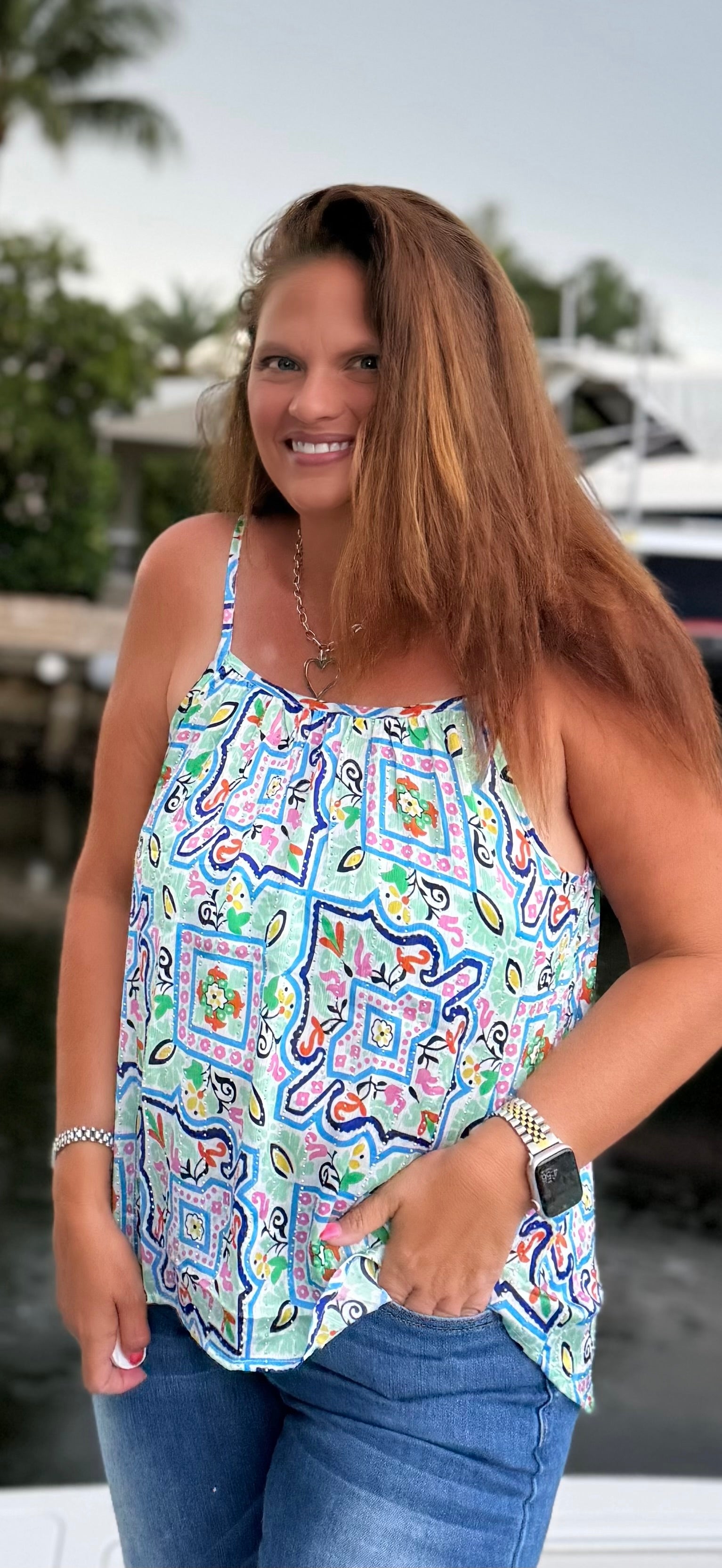 Santorini Mosaic Tank - BFF Here