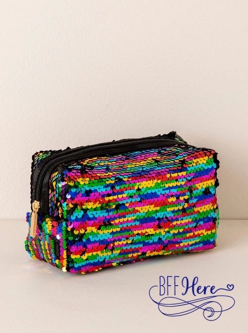 Sparkle Stash: The Bling Cosmetic Pouch / Choice of Color - BFF Here