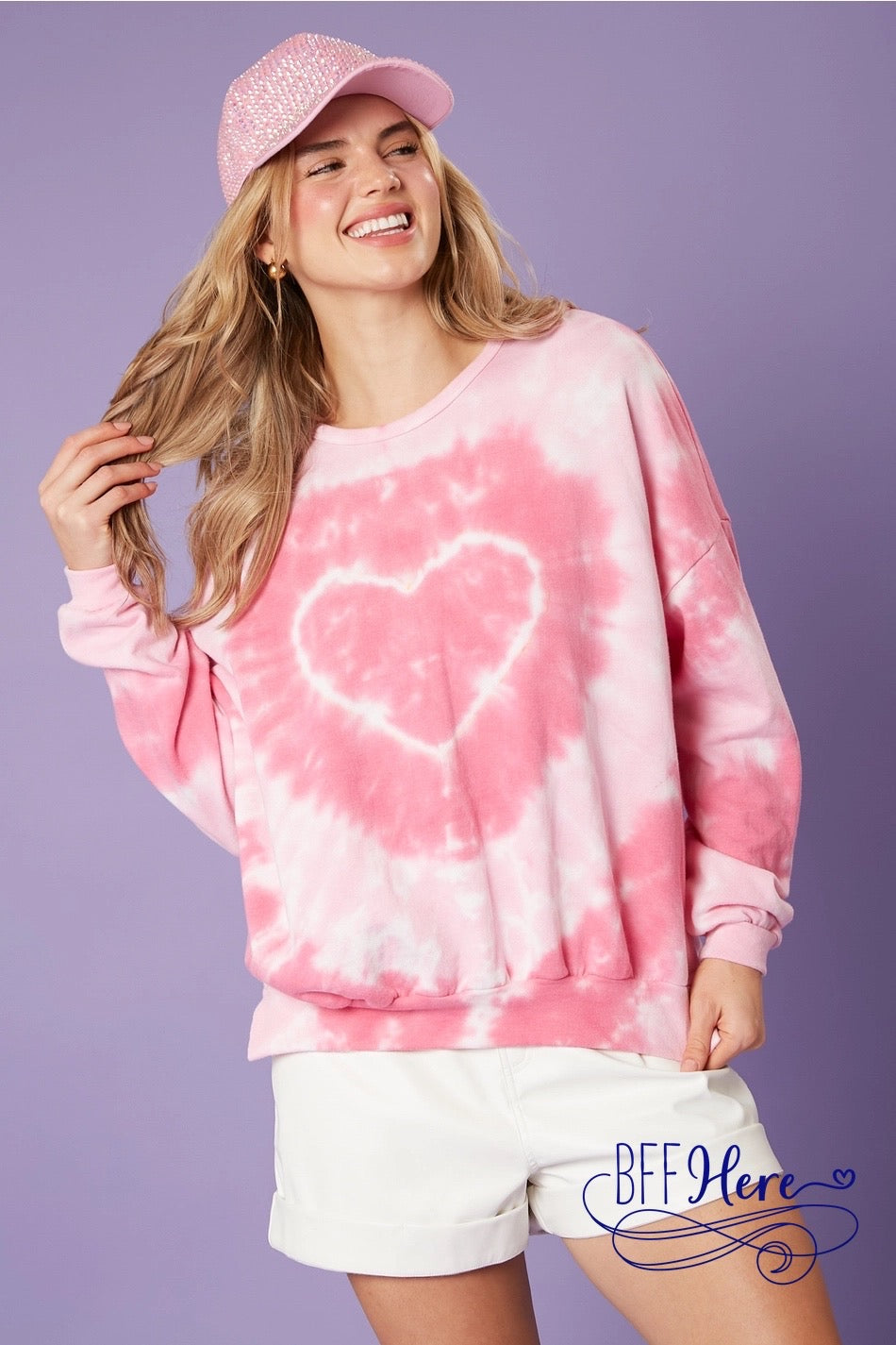 Kaleidoscope of Hearts: Tie Dye Heart Sweatshirt / Choice of Color - BFF Here
