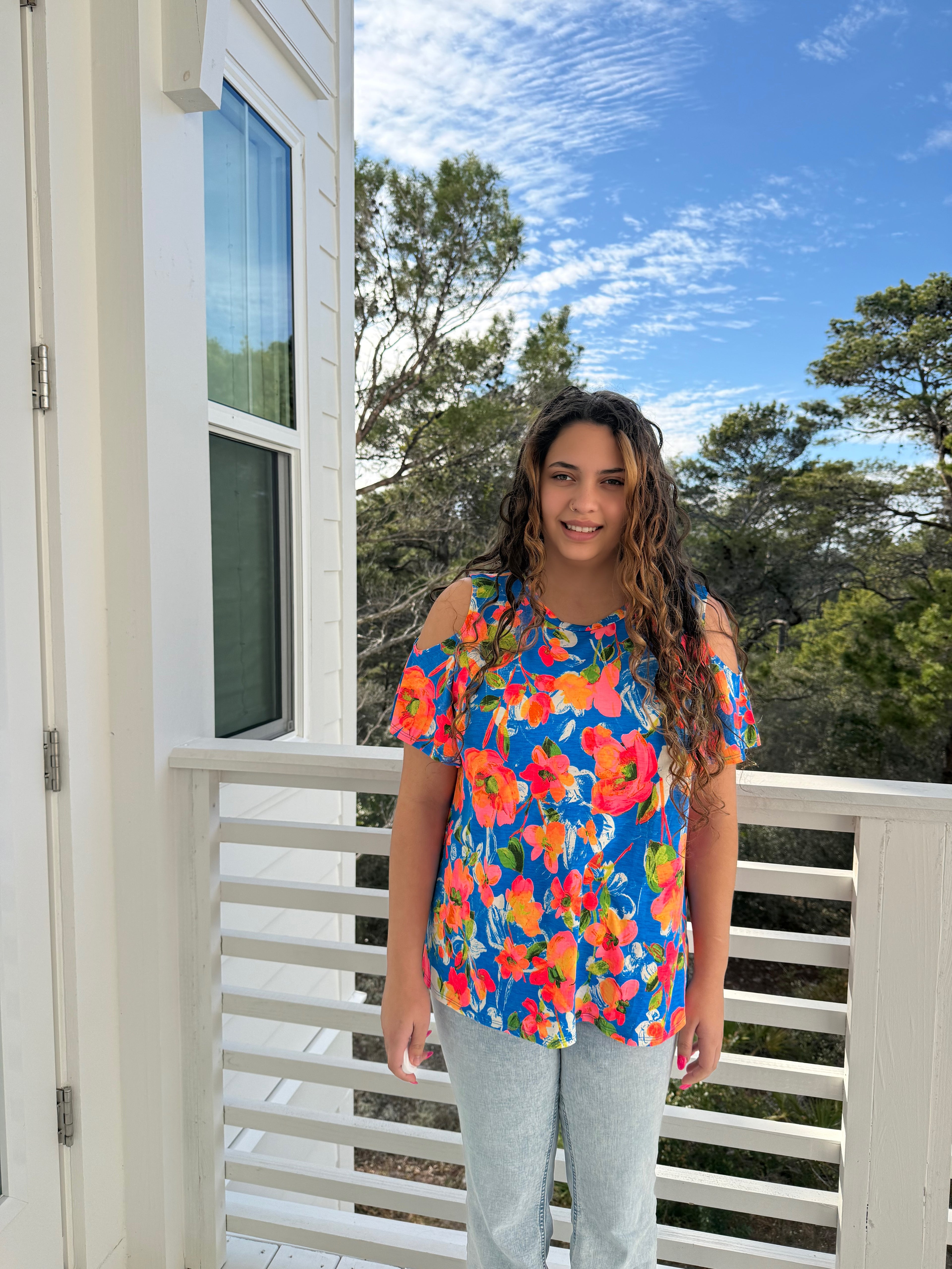 Bright Bloom Cold Shoulder Top  by Sew In Love (Ships 2-3 weeks) - BFF Here