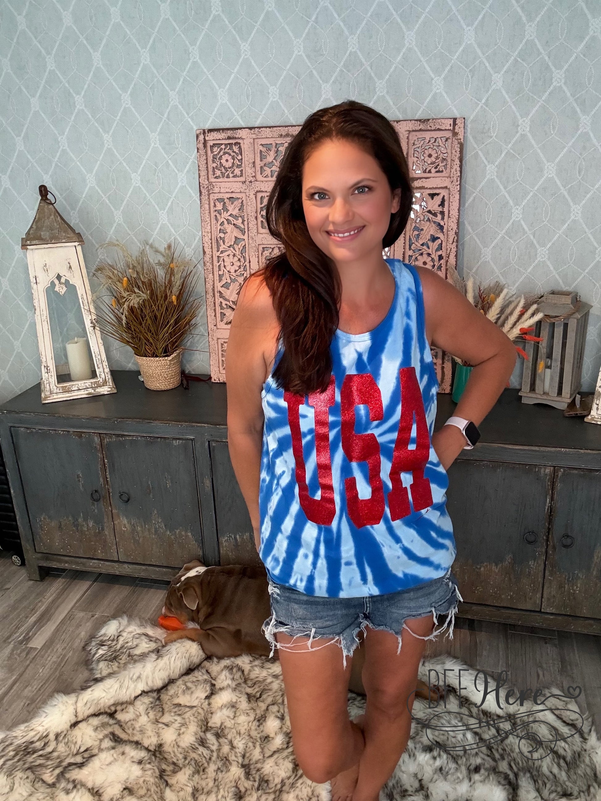 Star-Spangled Glitter Tank - A Patriotic Splash - BFF Here