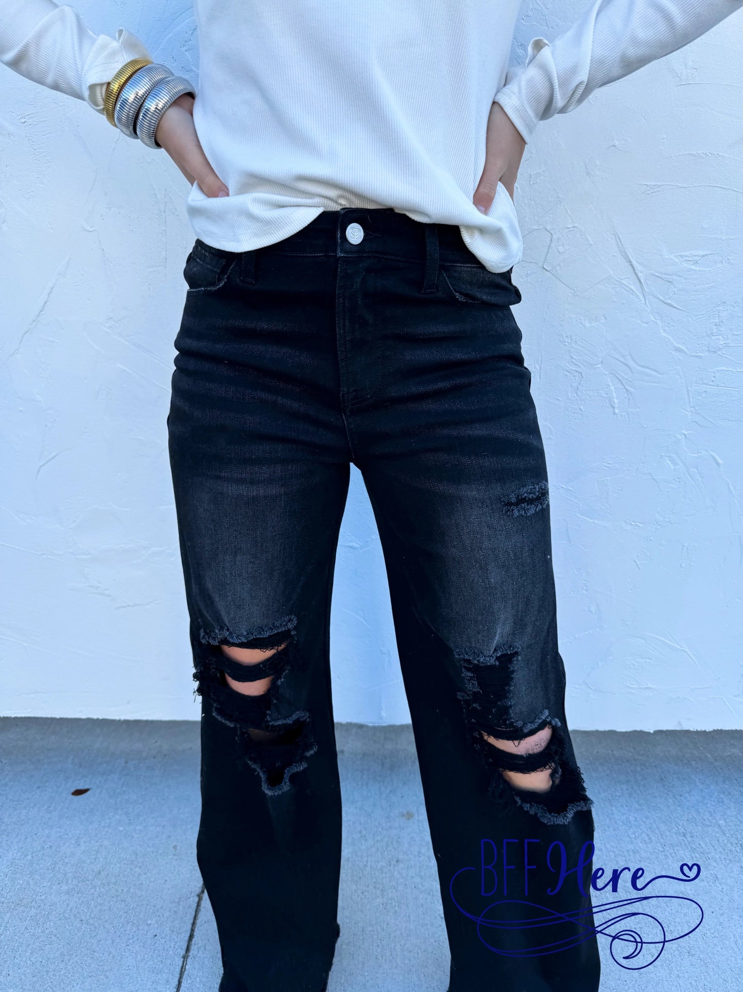 PREORDER:  Midnight Rebel: Black Distressed Denim by Blakeley (Ships Middle of March ) - BFF Here