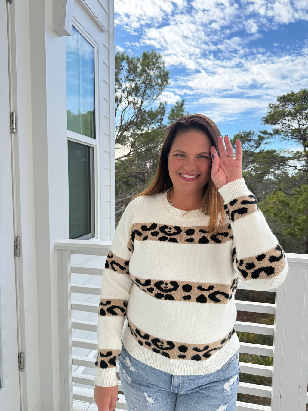 Relaxed Fit Leopard Stripe Knit Sweater by Sew In Love (Ships 2-3 weeks) - BFF Here