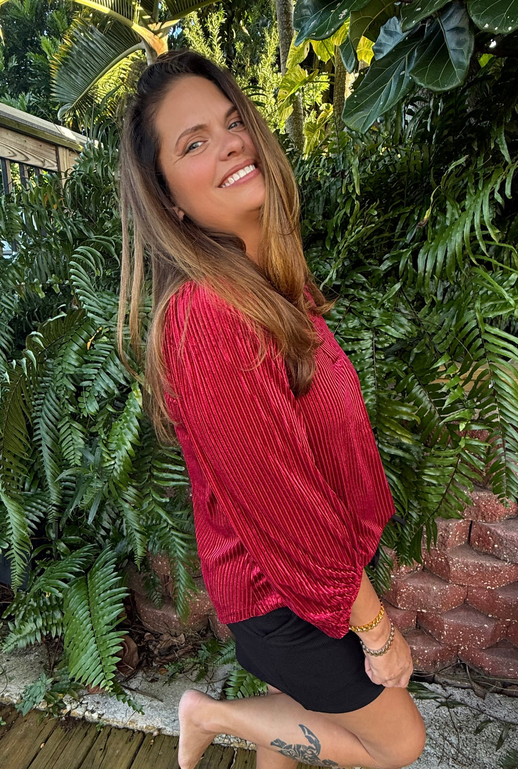 Ivy Velvet Textured Top by Jess Lea / Red - BFF Here