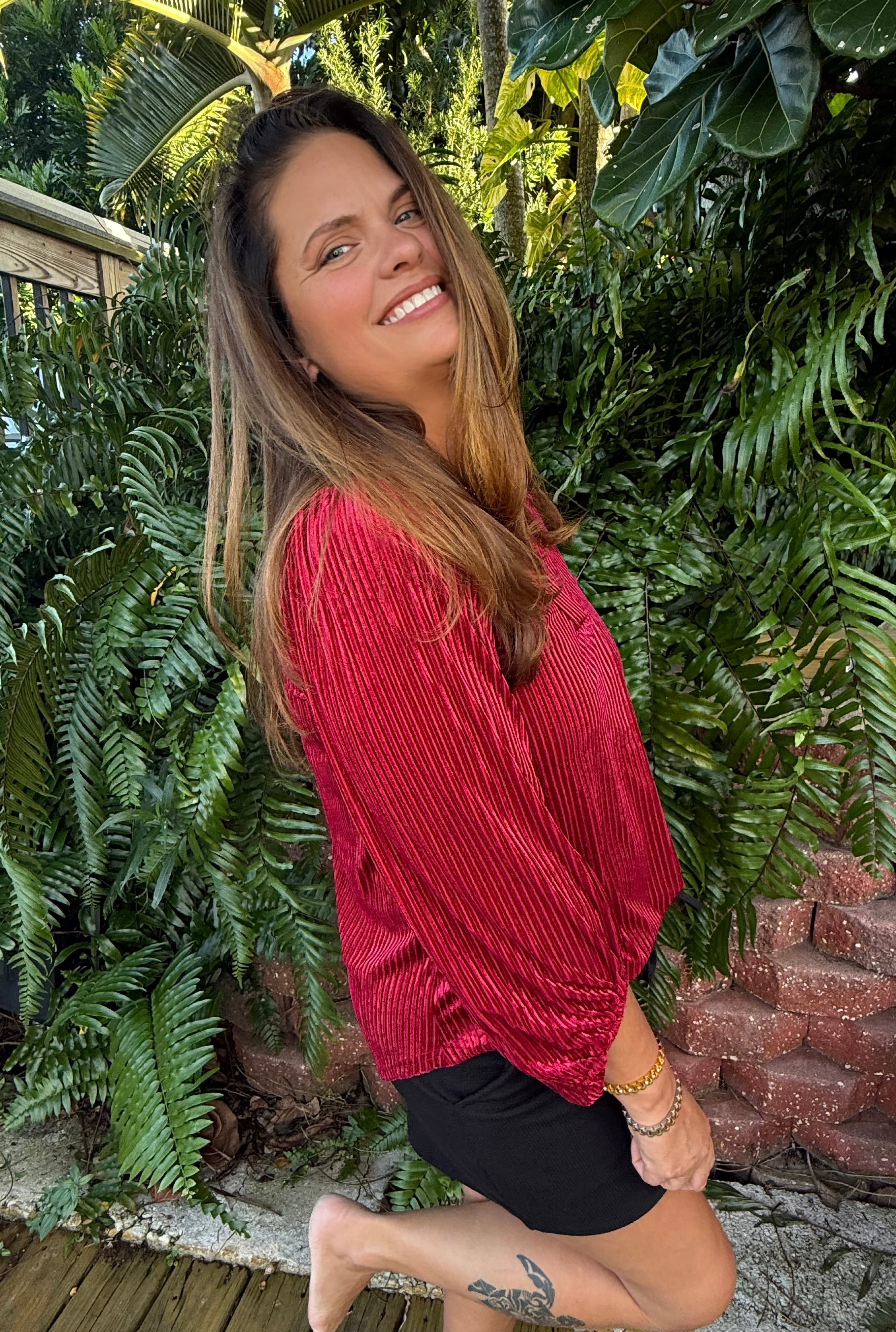 Ivy Velvet Textured Top by Jess Lea / Red - BFF Here