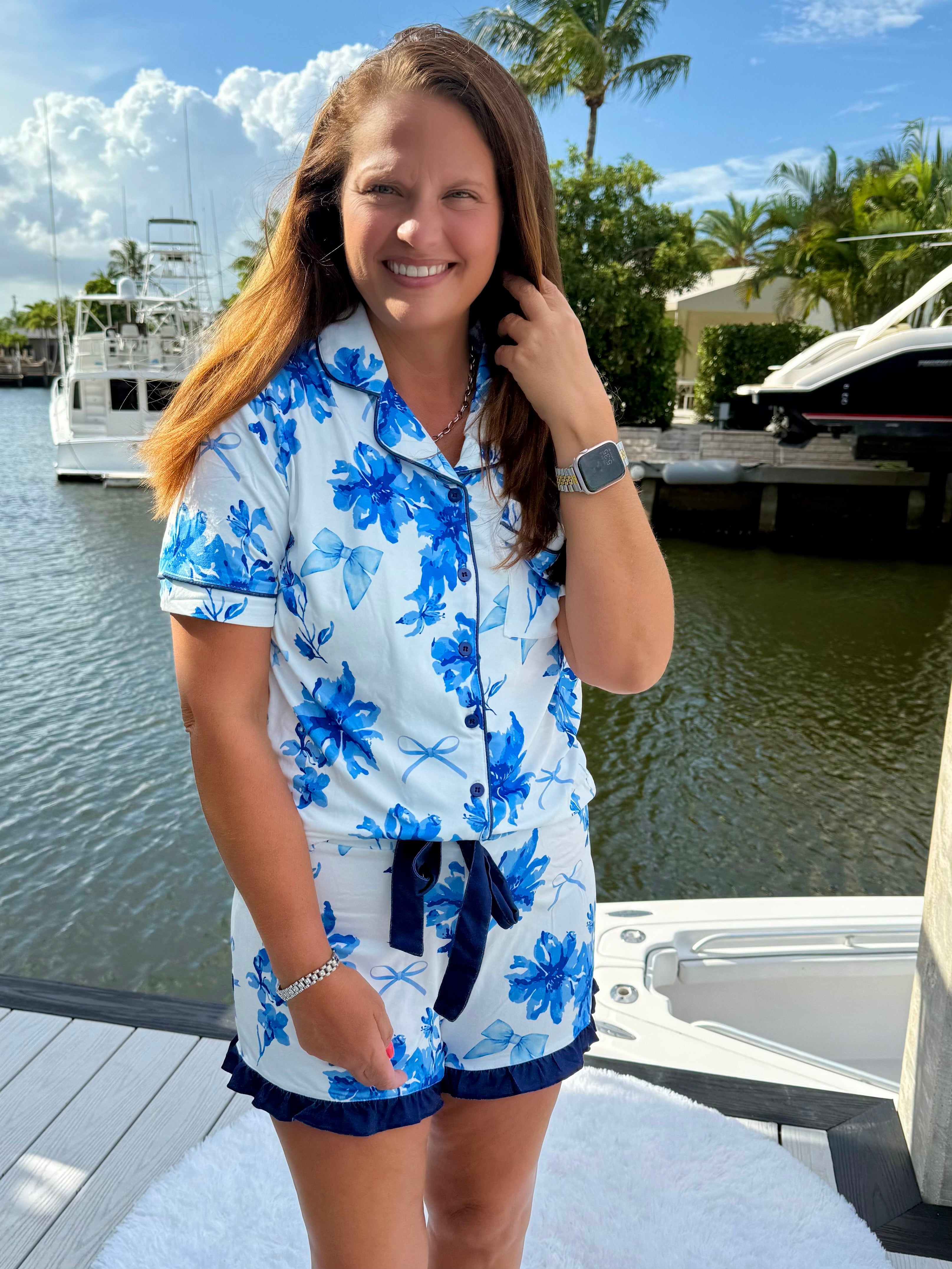 Blossom Short Sleeve Ruffle Pajama Set by Jess Lea - BFF Here