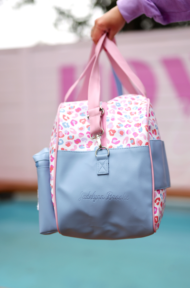 Duffle Bag: Party Animal Cheetah by Jadelynn Brooke — Pink/Orange/Blue - BFF Here