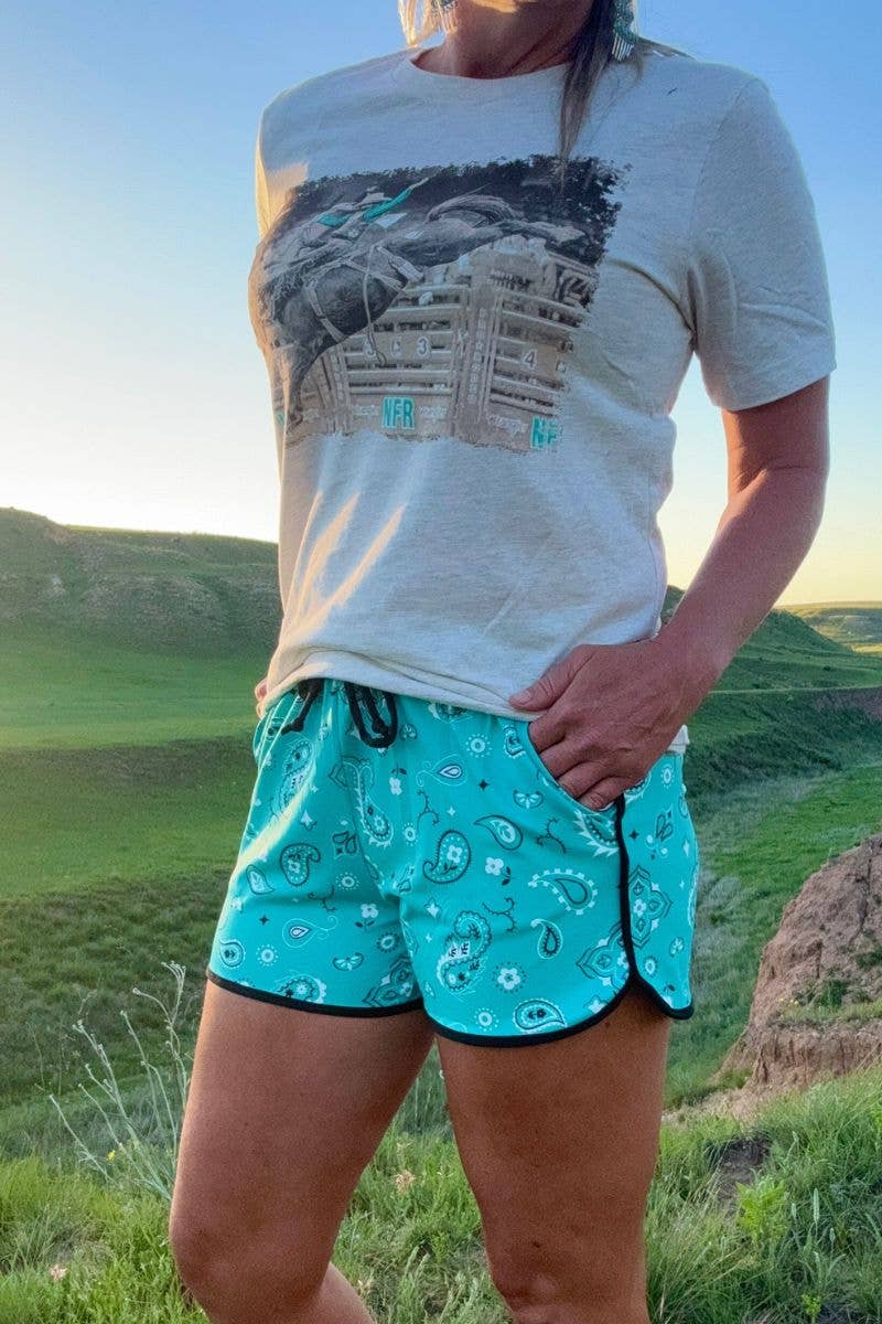 Bandana Babe Turquoise Shorts by Sterling Kreek - BFF Here