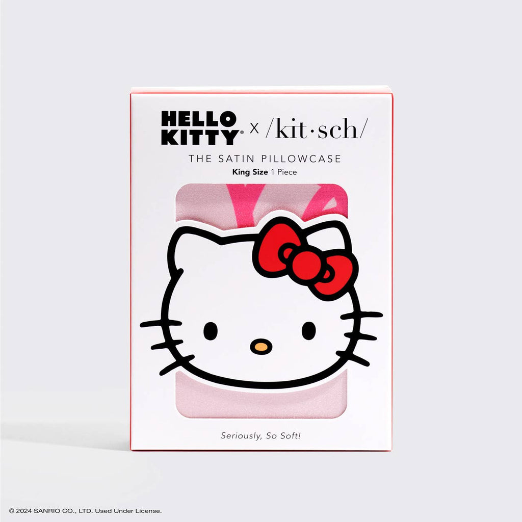 Hello Kitty x Kitsch Pillowcase King - Pink Kitty Faces - BFF Here
